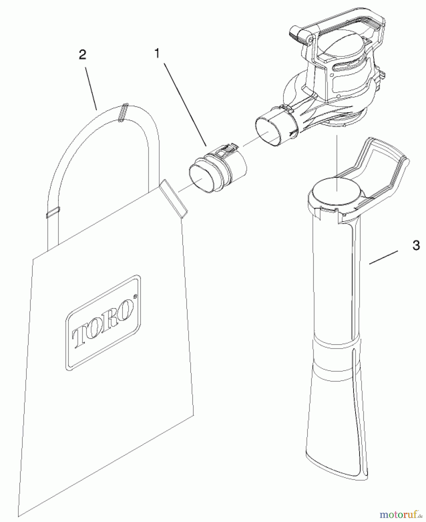  Toro Neu Blowers/Vacuums/Chippers/Shredders 51566 - Toro Quiet Blower Vac, 1999 (9910001-99999999) TUBE AND BAG ASSEMBLY