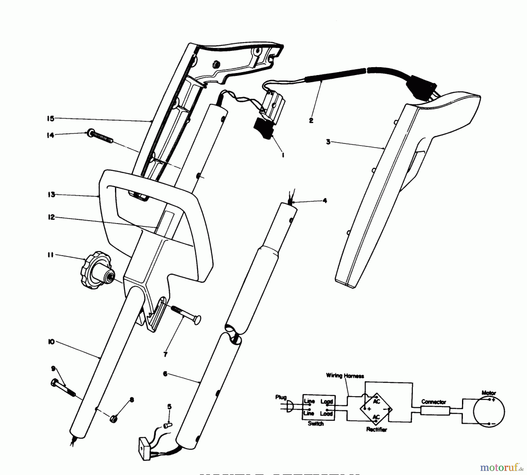  Toro Neu Blowers/Vacuums/Chippers/Shredders 51570 - Toro Yard Blower Vac, 1981 (1000001-1999999) HANDLE ASSEMBLY
