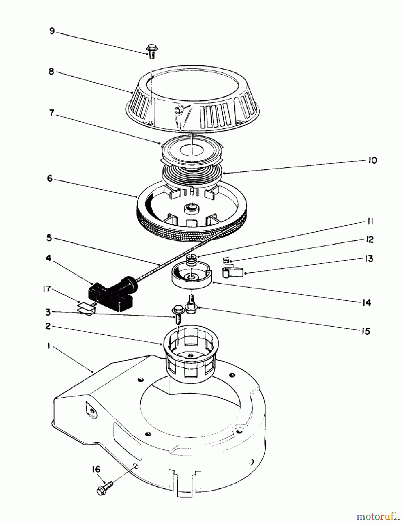Toro Neu Mowers, Walk-Behind Seite 2 26683 - Toro Lawnmower, 1991 (1000001-1999999) RECOIL ASSEMBLY (ENGINE MODEL NO. 47PL0-2)