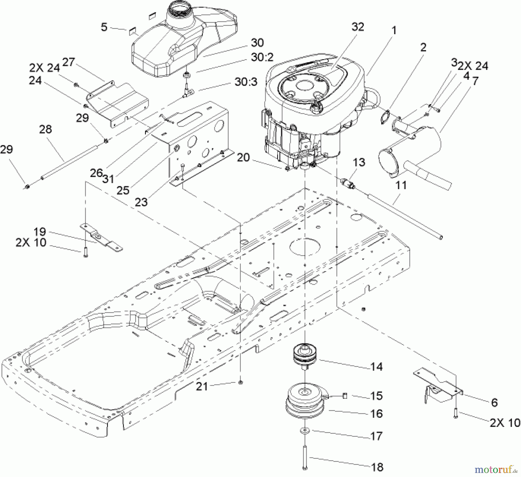  Toro Neu Mowers, Zero-Turn 74301 (Z380) - Toro TimeCutter Z380 Riding Mower, 2005 (250000001-250999999) ENGINE ASSEMBLY