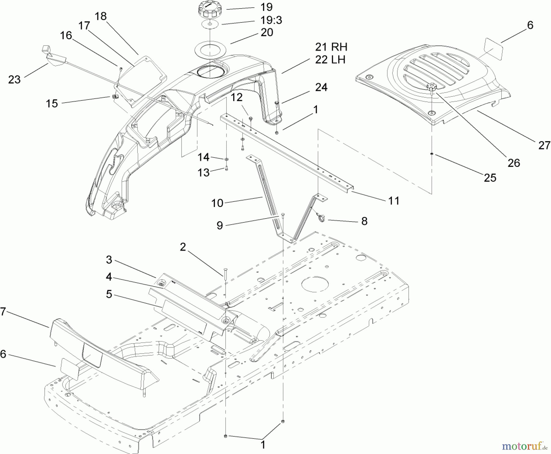  Toro Neu Mowers, Zero-Turn 74352 (Z480) - Toro TimeCutter Z480 Riding Mower, 2005 (250000001-250999999) STYLING ASSEMBLY