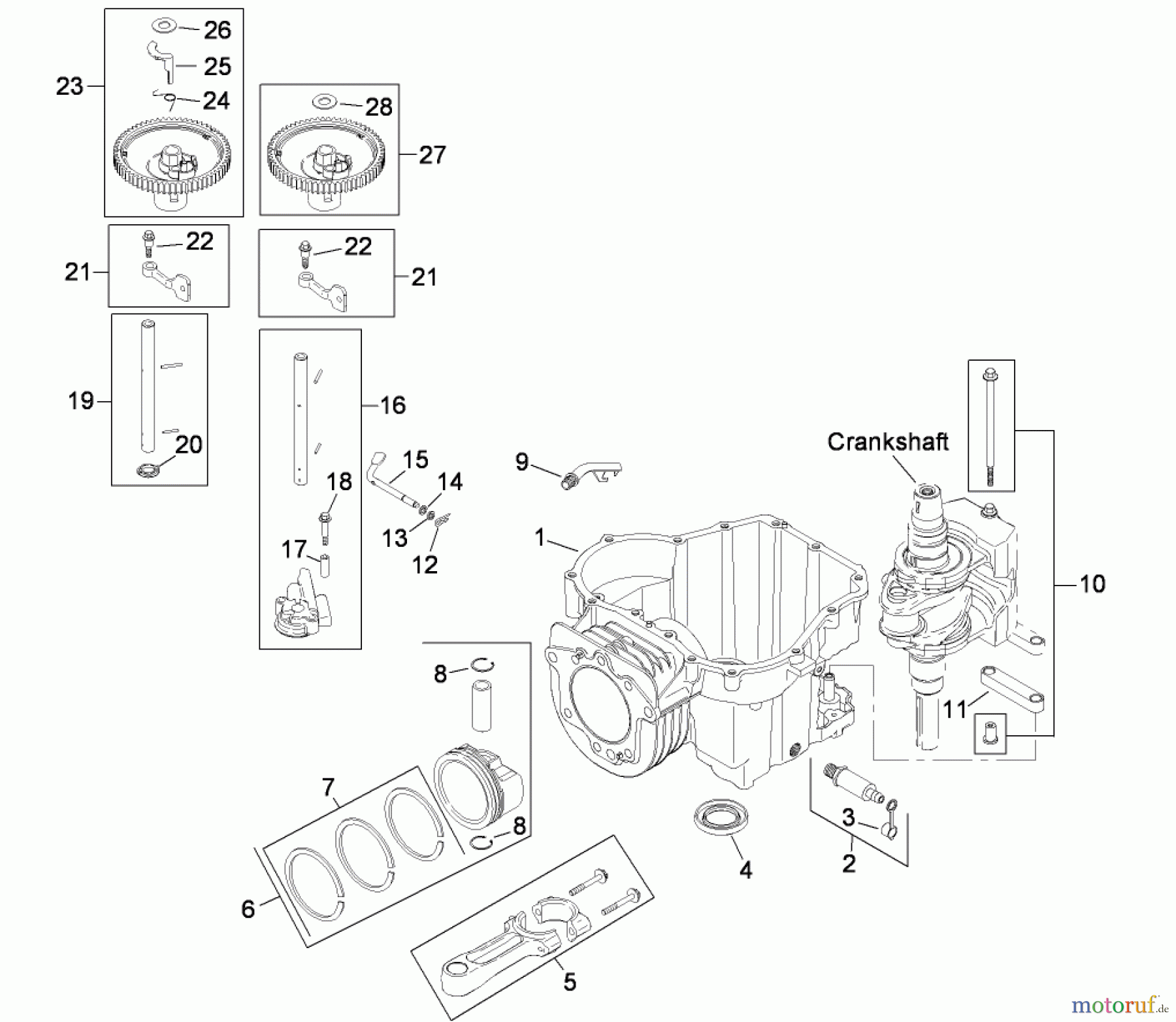  Toro Neu Mowers, Zero-Turn 74360 (Z4200) - Toro TimeCutter Z4200 Riding Mower, 2008 (280000001-280999999) CRANKCASE ASSEMBLY KOHLER SV590-0019