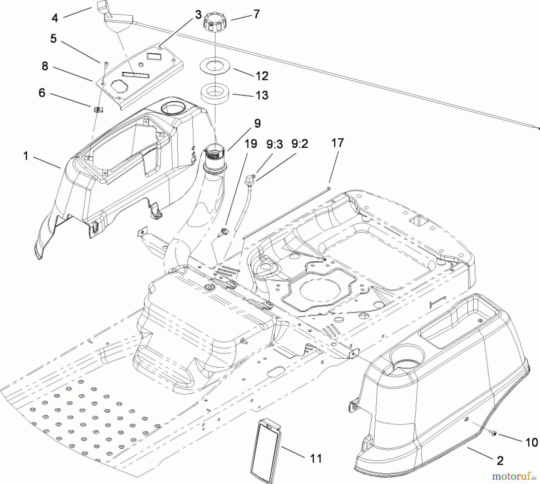  Toro Neu Mowers, Zero-Turn 74360 (Z4200) - Toro TimeCutter Z4200 Riding Mower, 2008 (280000001-280999999) STYLING AND FUEL SYSTEM ASSEMBLY