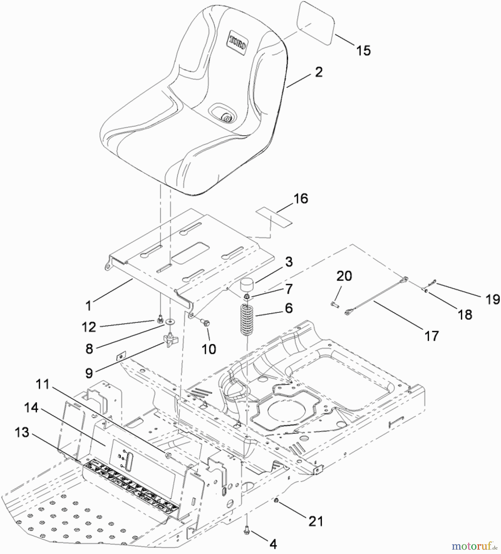  Toro Neu Mowers, Zero-Turn 74360 (Z4200) - Toro TimeCutter Z4200 Riding Mower, 2009 (290001199-290999999) SEAT ASSEMBLY