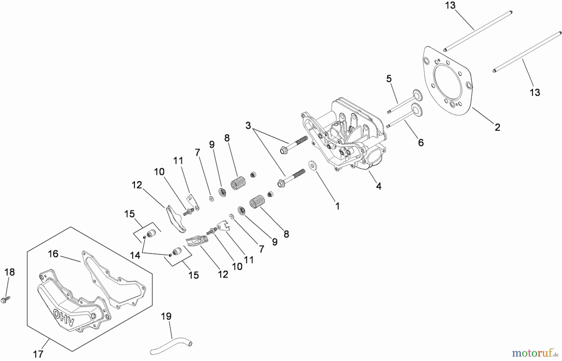 Toro Neu Mowers, Zero-Turn 74363 (Z4200) - Toro TimeCutter Z4220 Riding Mower, 2009 (290000505-290999999) HEAD, VALVE AND BREATHER ASSEMBLY KOHLER SV610-0211