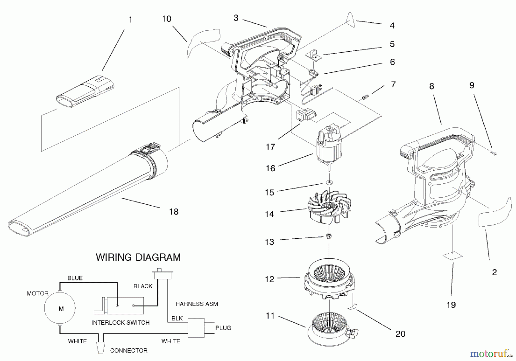  Toro Neu Blowers/Vacuums/Chippers/Shredders 51587 - Toro Super Blower Vac, 1999 (99500000-99999999) BLOWERVAC ASSEMBLY
