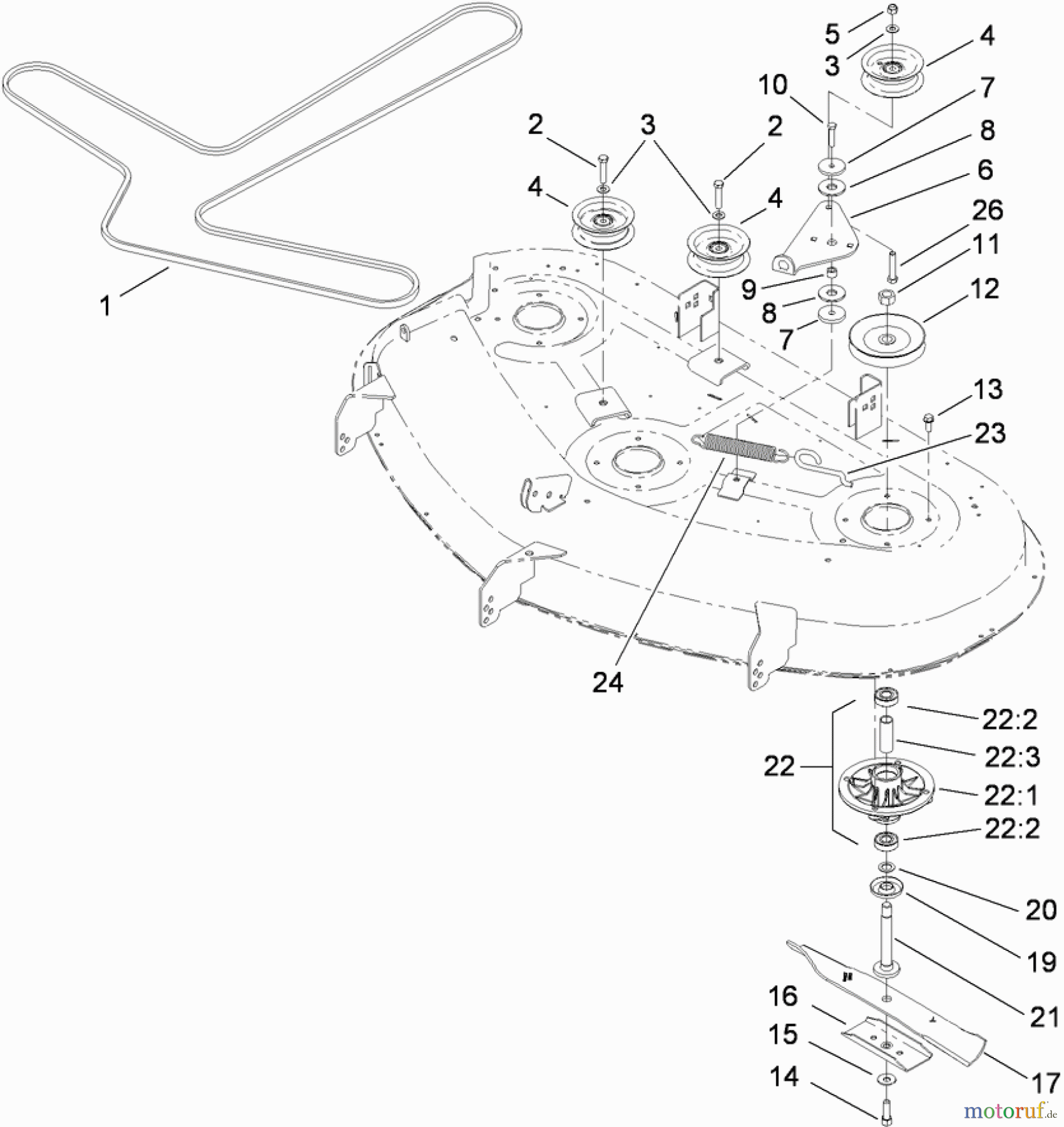 Toro Neu Mowers, Zero-Turn 74373 (Z5030) - Toro TimeCutter Z5030 Riding Mower, 2009 (290004013-290999999) 50 INCH DECK SPINDLE AND BLADE ASSEMBLY