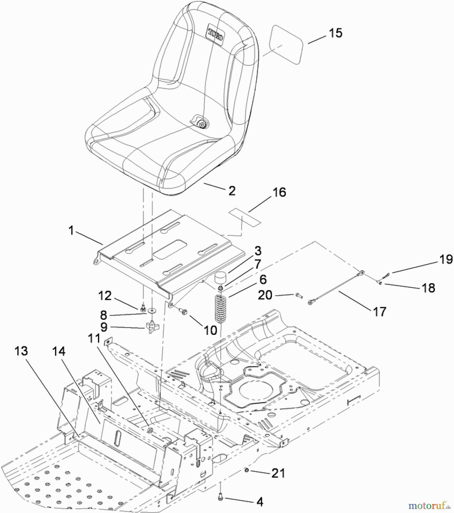  Toro Neu Mowers, Zero-Turn 74373 (Z5030) - Toro TimeCutter Z5030 Riding Mower, 2009 (290004013-290999999) SEAT ASSEMBLY