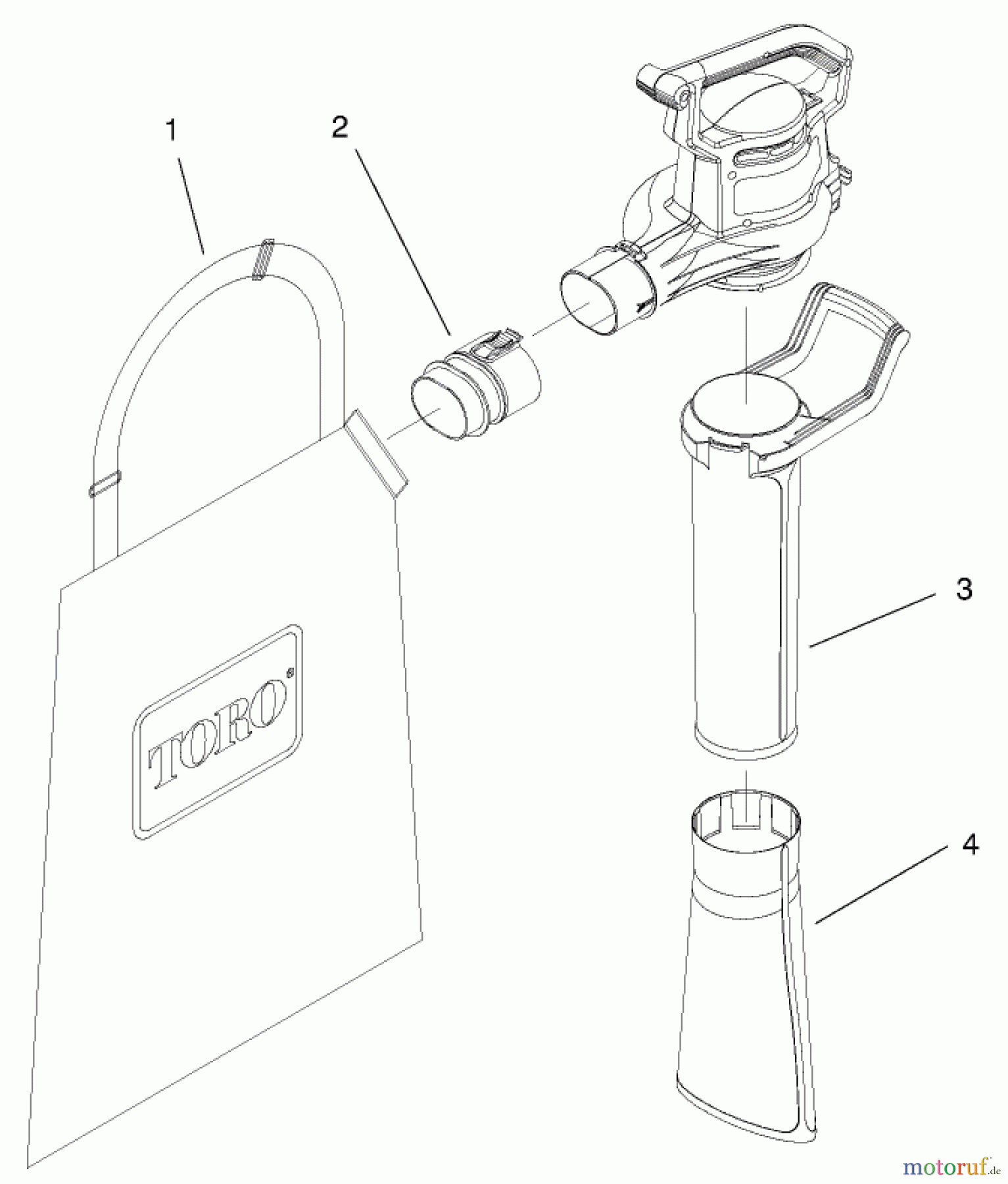  Toro Neu Blowers/Vacuums/Chippers/Shredders 51589 - Toro Quiet Blower Vac, 1999 (99000001-99100000) TUBE AND BAG ASSEMBLY