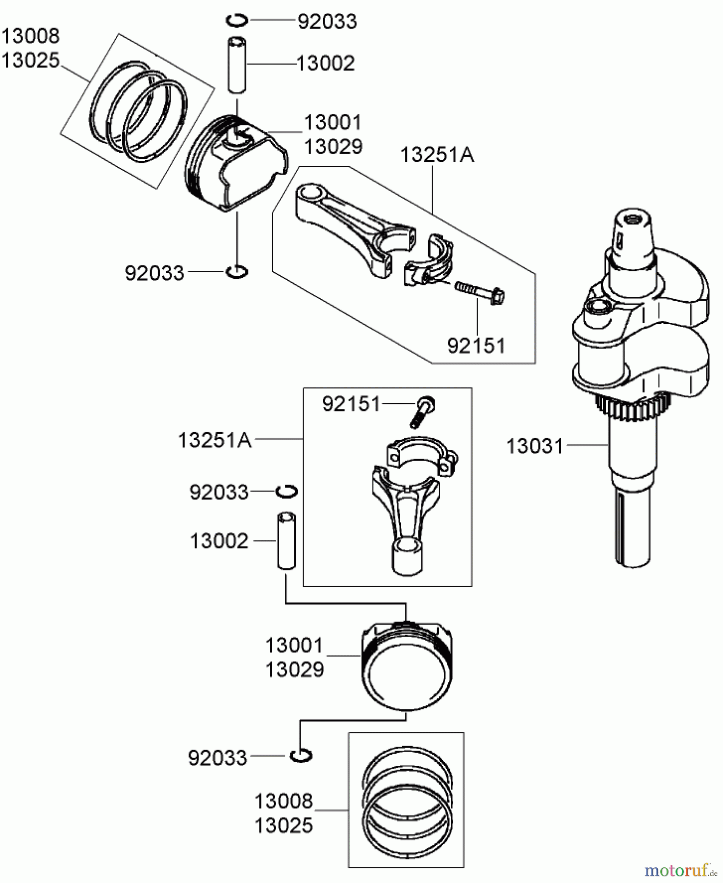  Toro Neu Mowers, Zero-Turn 74374 (Z5040) - Toro TimeCutter Z5040 Riding Mower, 2007 (270000001-270999999) PISTON AND CRANKSHAFT ASSEMBLY KAWASAKI FH641V-AS31