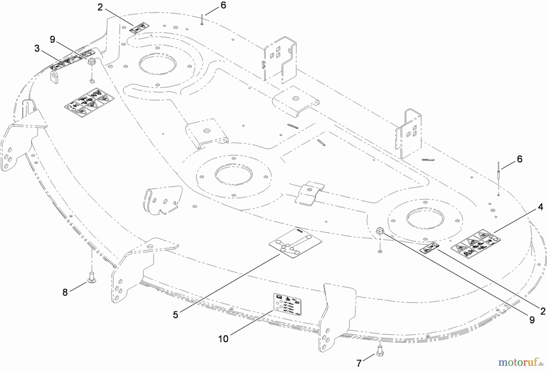  Toro Neu Mowers, Zero-Turn 74375 (Z5060) - Toro TimeCutter Z5060 Riding Mower, 2009 (290000200-290999999) 50 INCH DECK DECAL ASSEMBLY NO. 117-1291