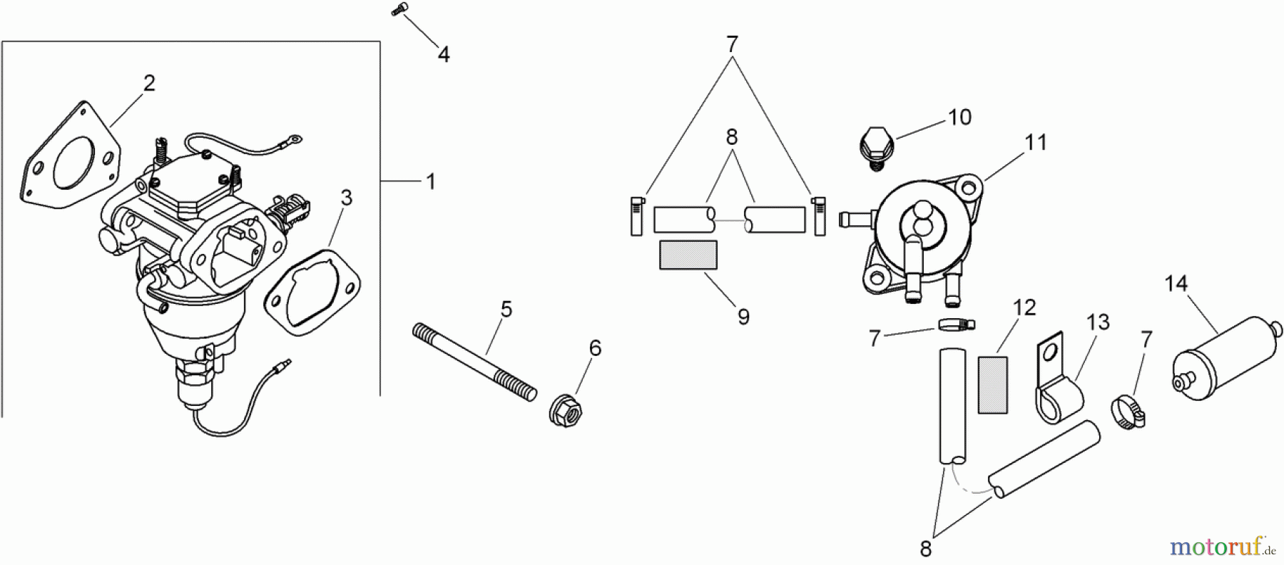 Toro Neu Mowers, Zero-Turn 74381 (Z4202) - Toro TimeCutter Z4202 Riding Mower, 2008 (280000001-280999999) FUEL SYSTEM ASSEMBLY KOHLER SV710-0027