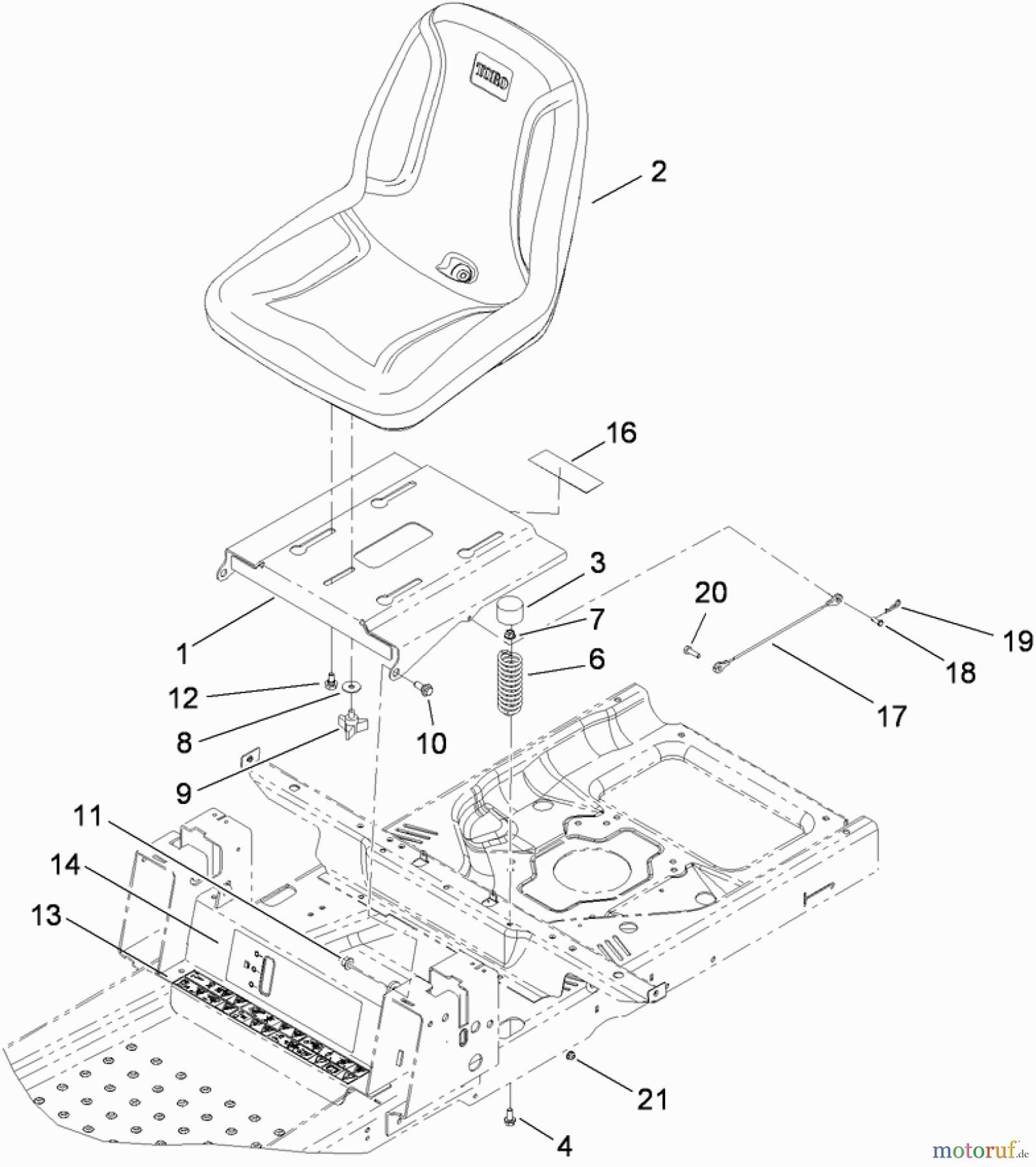  Toro Neu Mowers, Zero-Turn 74381 (Z4202) - Toro TimeCutter Z4202 Riding Mower, 2009 (290000211-290999999) SEAT ASSEMBLY