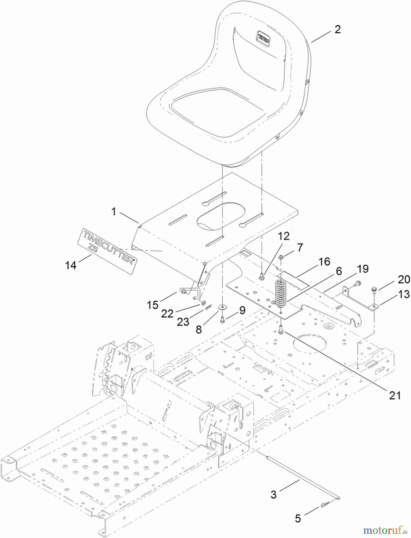  Toro Neu Mowers, Zero-Turn 74389 (ZS 4200S) - Toro TimeCutter ZS 4200S Riding Mower, 2012 (SN 312000001-312999999) SEAT ASSEMBLY