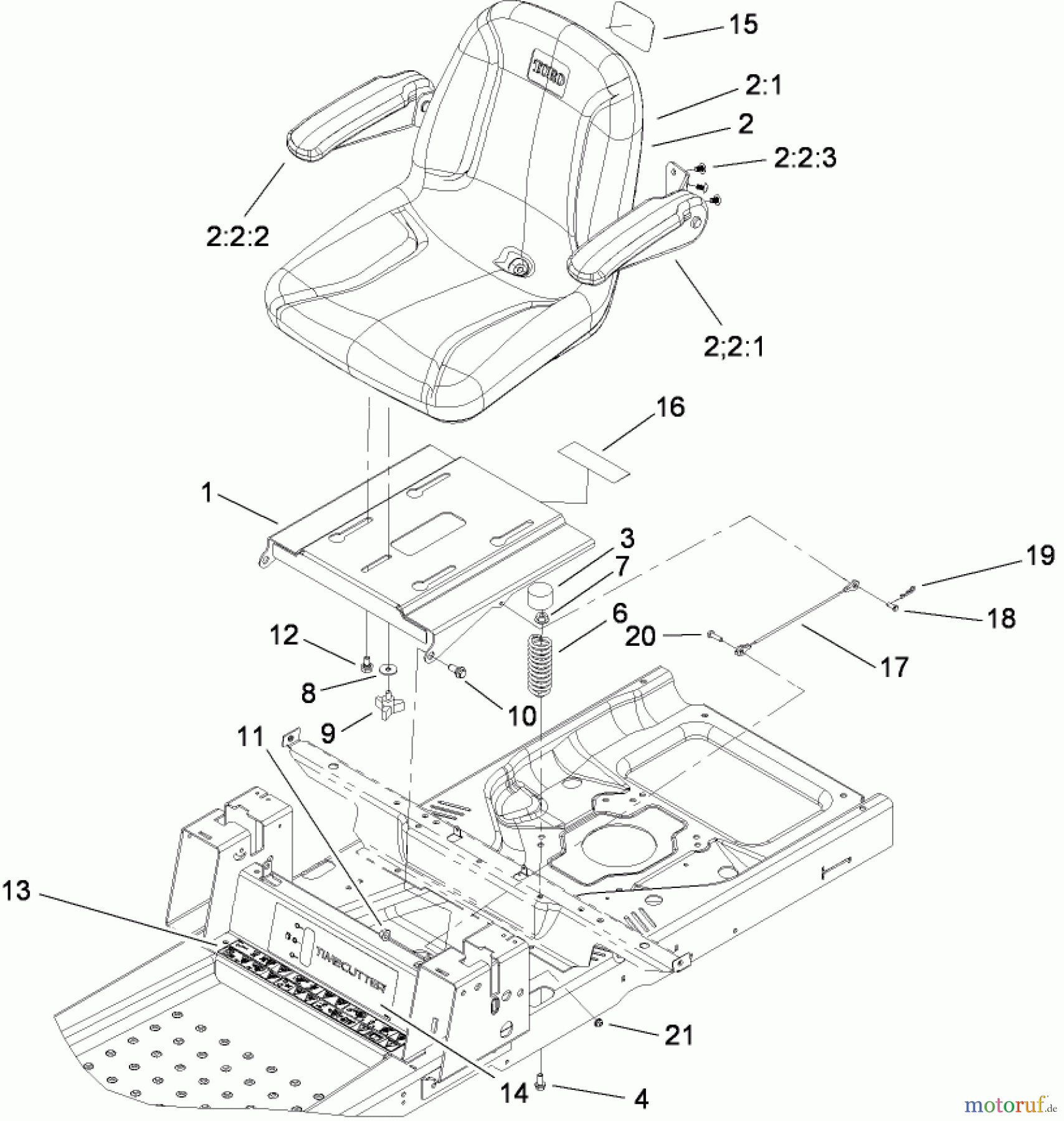  Toro Neu Mowers, Zero-Turn 74399 (Z5020) - Toro TimeCutter Z5020 Riding Mower, 2008 (280000001-280999999) SEAT ASSEMBLY