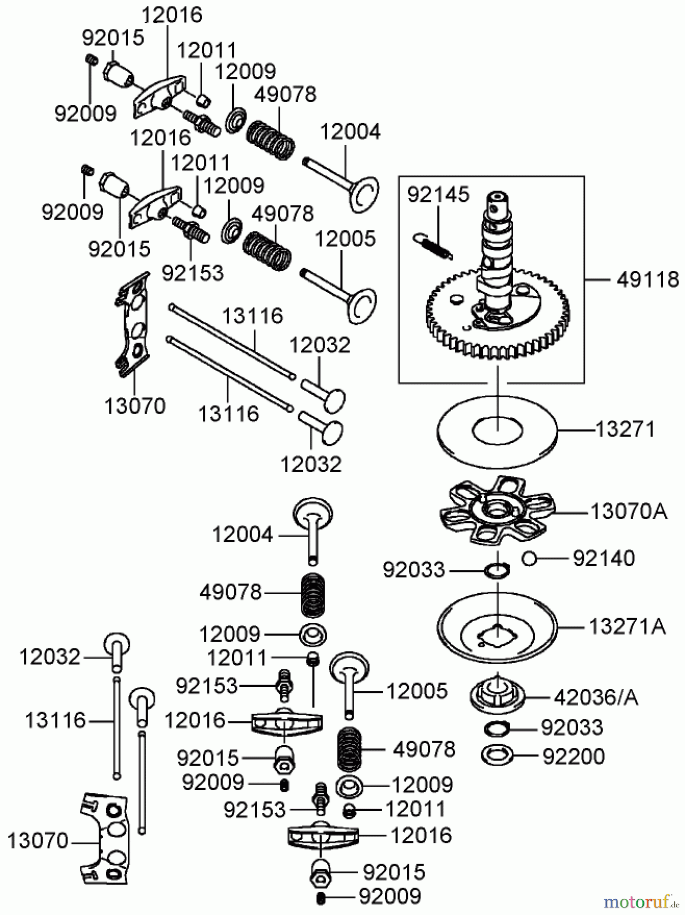  Toro Neu Mowers, Zero-Turn 74406 (ZX440) - Toro TimeCutter ZX440 Riding Mower, 2005 (250000001-250999999) VALVE AND CAMSHAFT ASSEMBLY KAWASAKI FH541V-AS50