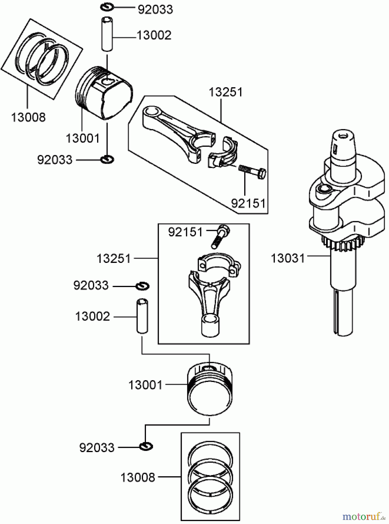 Toro Neu Mowers, Zero-Turn 74406 (ZX440) - Toro TimeCutter ZX440 Riding Mower, 2006 (260000001-260000240) PISTON AND CRANKSHAFT ASSEMBLY KAWASAKI FH541V-BS50-R