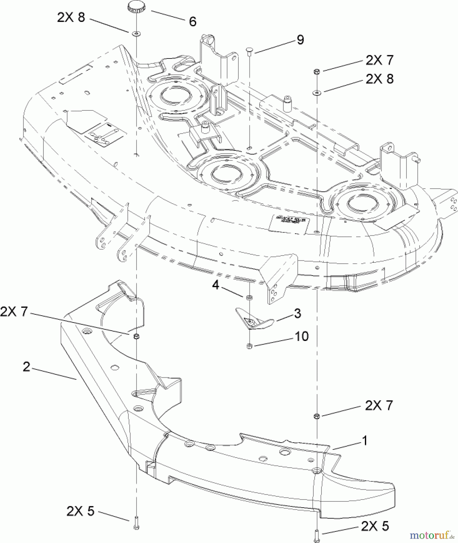 Toro Neu Mowers, Zero-Turn 74406 (ZX440) - Toro TimeCutter ZX440 Riding Mower, 2006 (260000241-260999999) 44IN DECK BAFFLE ASSEMBLY