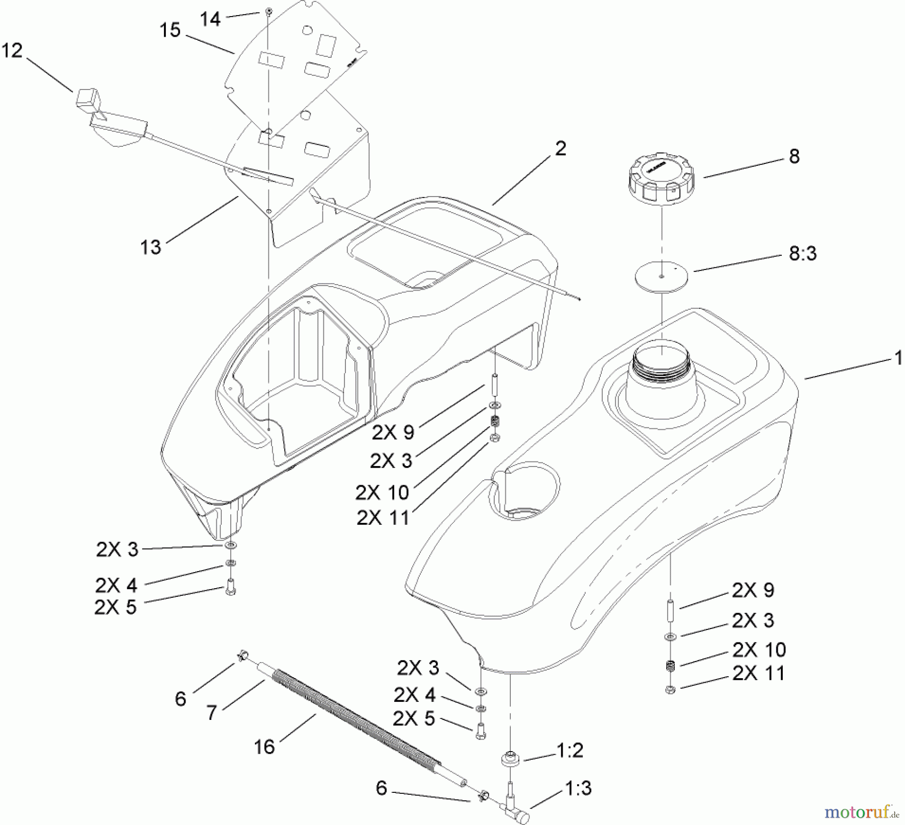  Toro Neu Mowers, Zero-Turn 74406 (ZX440) - Toro TimeCutter ZX440 Riding Mower, 2007 (270000001-270999999) FUEL TANK AND CONTROL POD ASSEMBLY