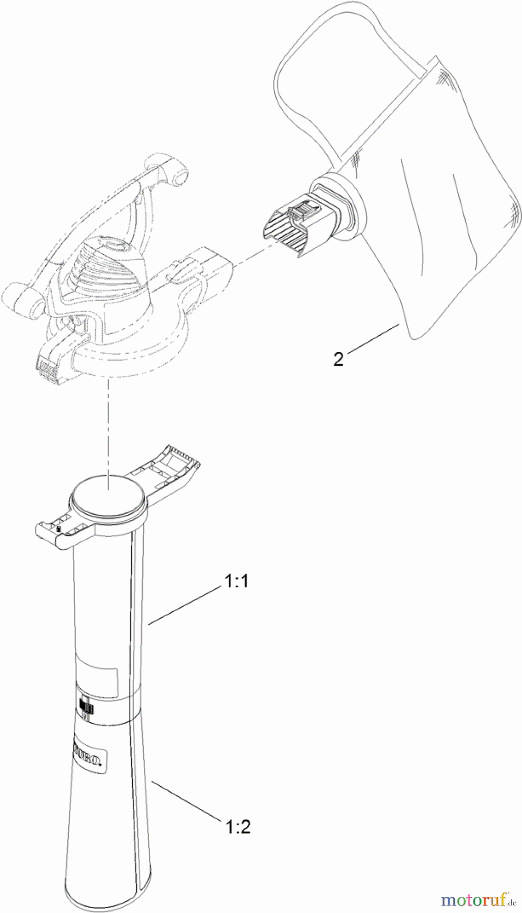  Toro Neu Blowers/Vacuums/Chippers/Shredders 51609 - Toro Ultra Blower/Vacuum, 2012 (SN 312000001-312999999) BAG AND TUBE ASSEMBLY
