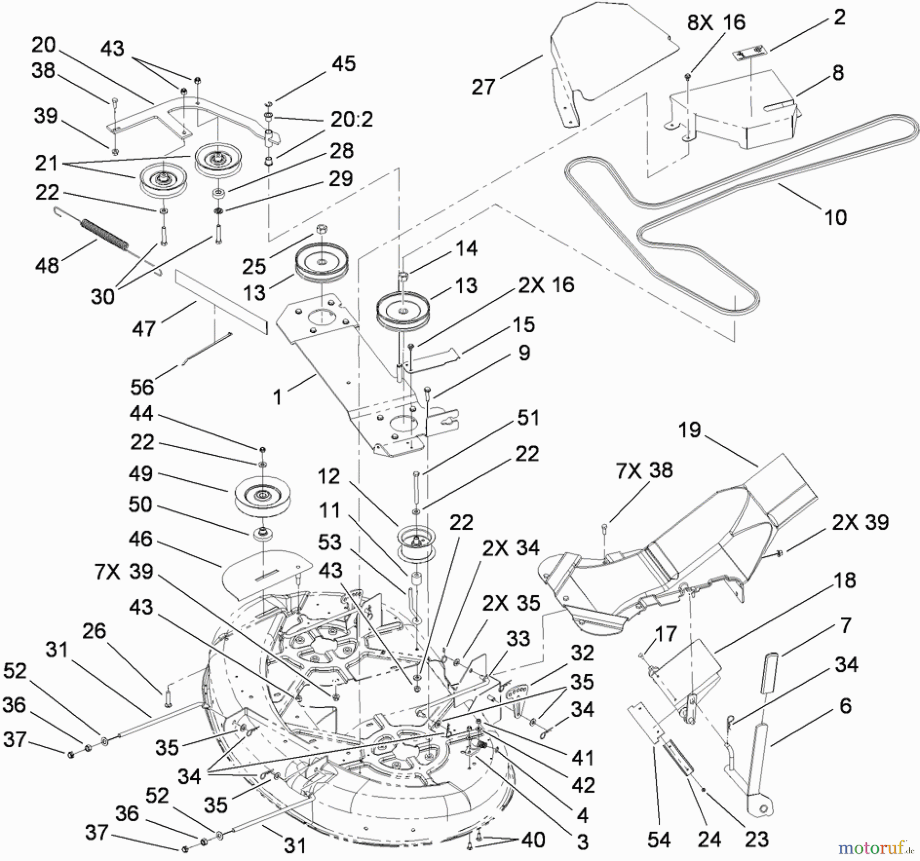  Toro Neu Mowers, Zero-Turn 74433 (ZD420) - Toro TimeCutter ZD420 Riding Mower, 2011 (311000001-311999999) 42 INCH TOP DECK ASSEMBLY
