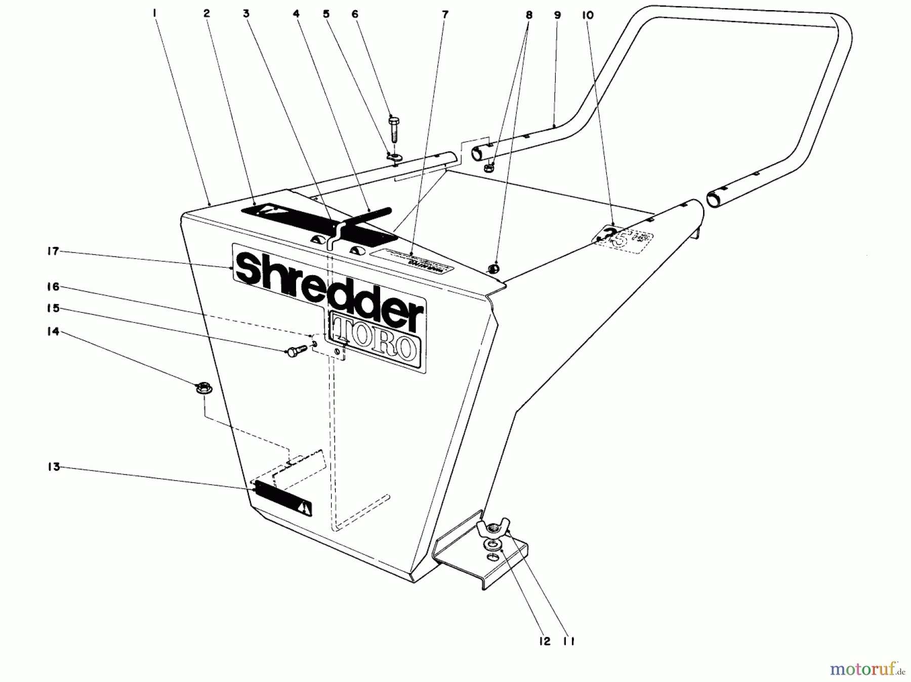  Toro Neu Blowers/Vacuums/Chippers/Shredders 62837 - Toro Shredder, 1973 (3000001-3999999) HOPPER ASSEMBLY