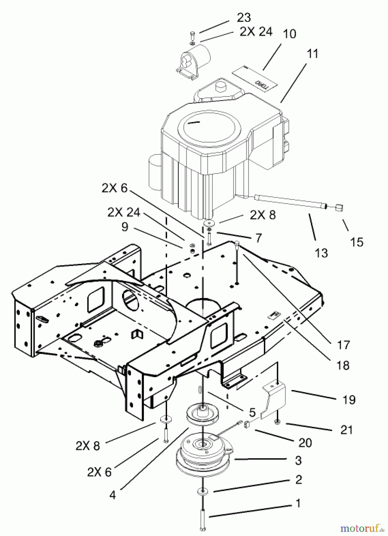  Toro Neu Mowers, Zero-Turn 74601 (17K-44ZX) - Toro 17K-44ZX TimeCutter ZX Riding Mower, 2003 (230000001-230999999) ENGINE AND CLUTCH ASSEMBLY