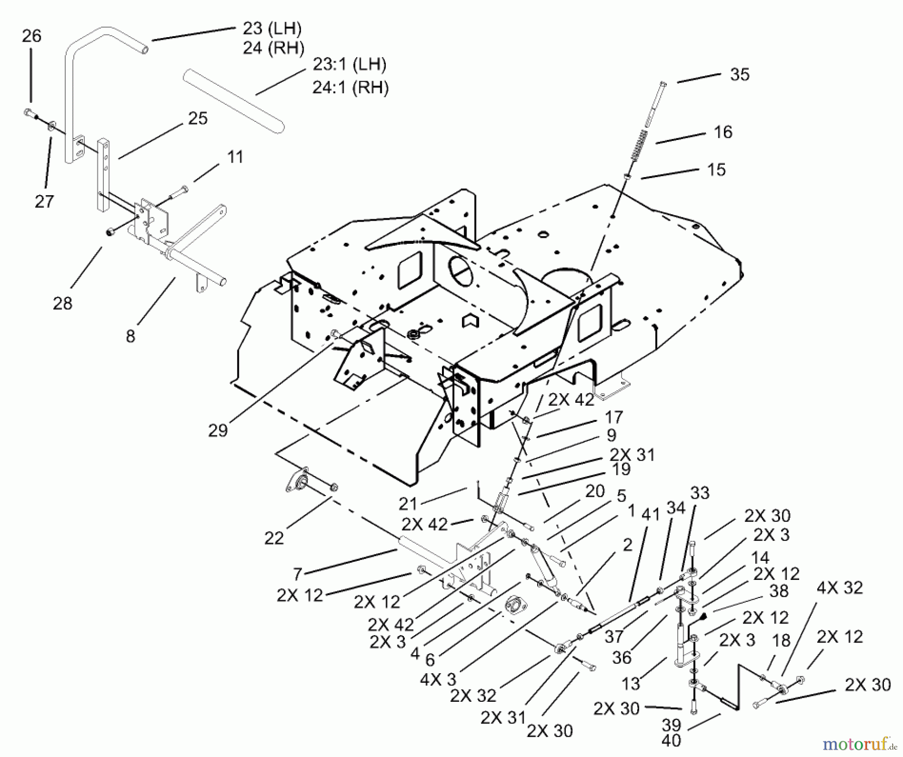  Toro Neu Mowers, Zero-Turn 74601 (17K-44ZX) - Toro 17K-44ZX TimeCutter ZX Riding Mower, 2003 (230000001-230999999) MOTION CONTROL ASSEMBLY