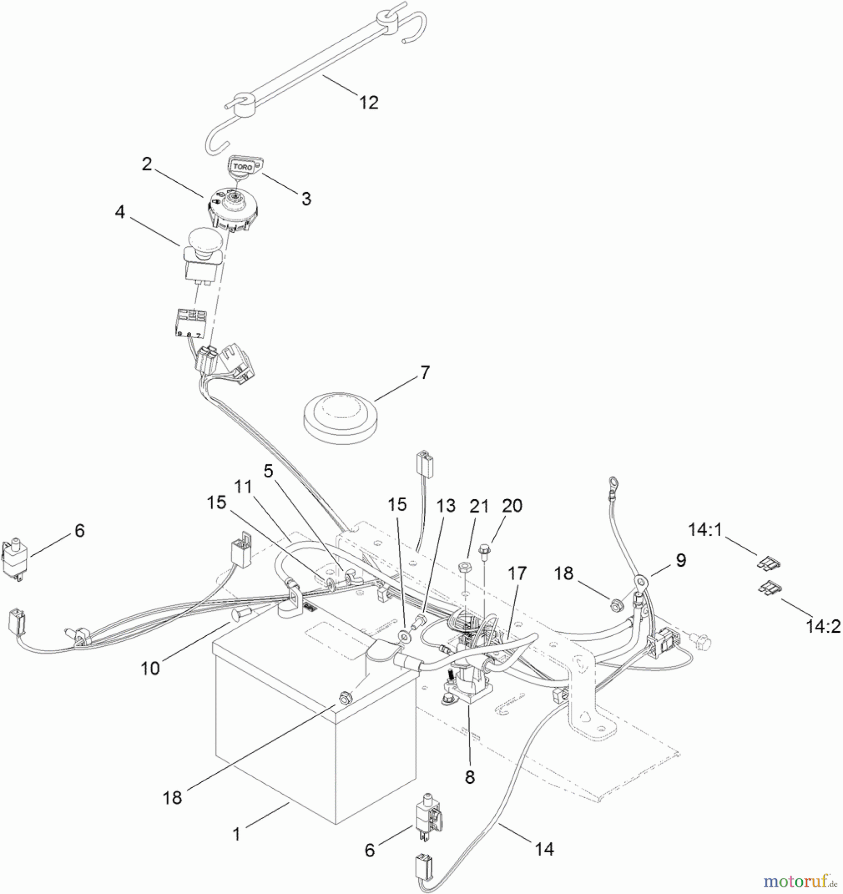  Toro Neu Mowers, Zero-Turn 74622 (4200) - Toro TimeCutter SS 4200 Riding Mower, 2011 (311000001-311999999) ELECTRICAL ASSEMBLY