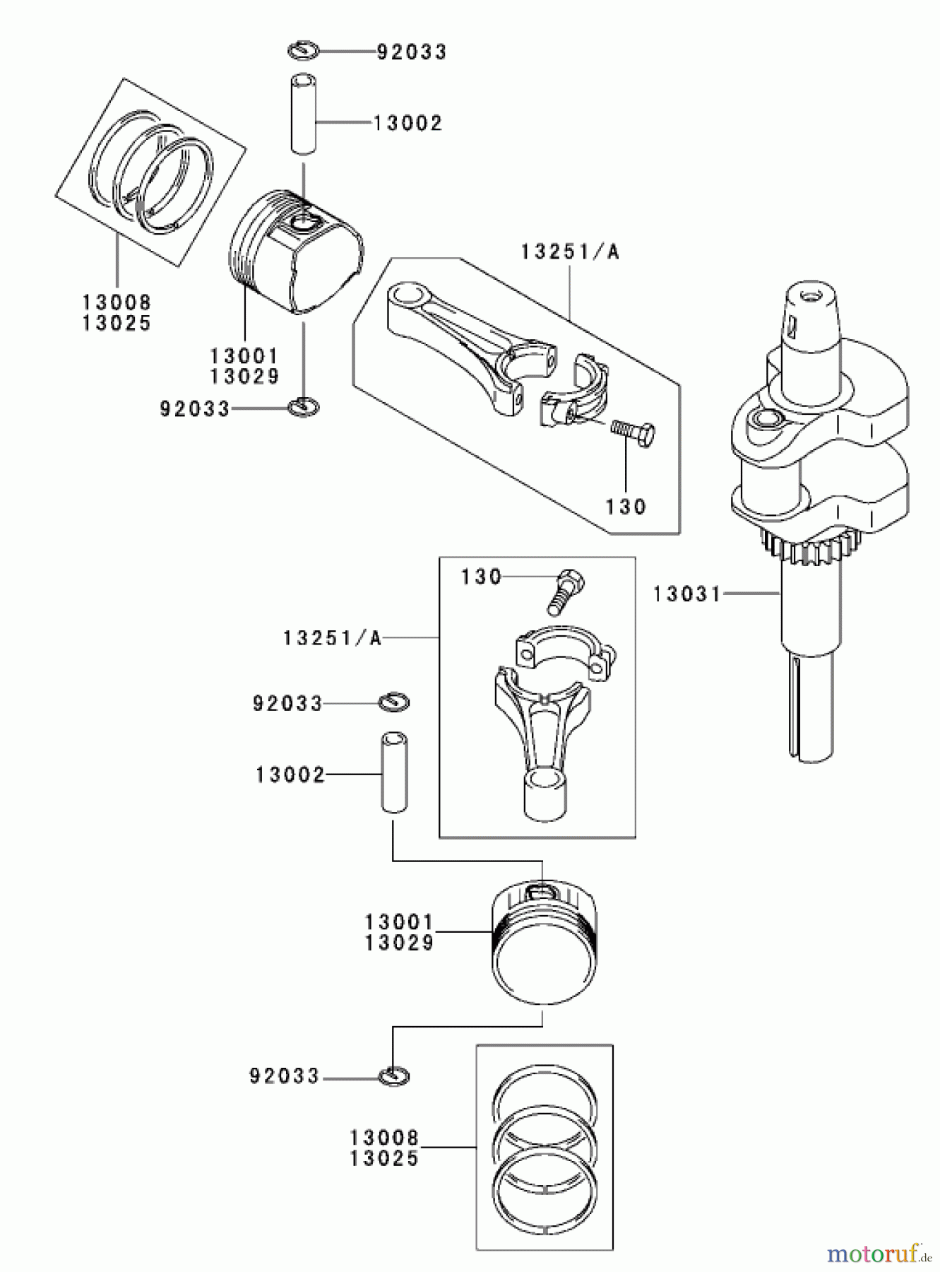  Toro Neu Mowers, Zero-Turn 74801 (18-52ZX) - Toro 18-52ZX TimeCutter ZX Riding Mower, 2003 (230000001-230999999) PISTON / CRANKSHAFT ASSEMBLY KAWASAKI FH531V-CS07