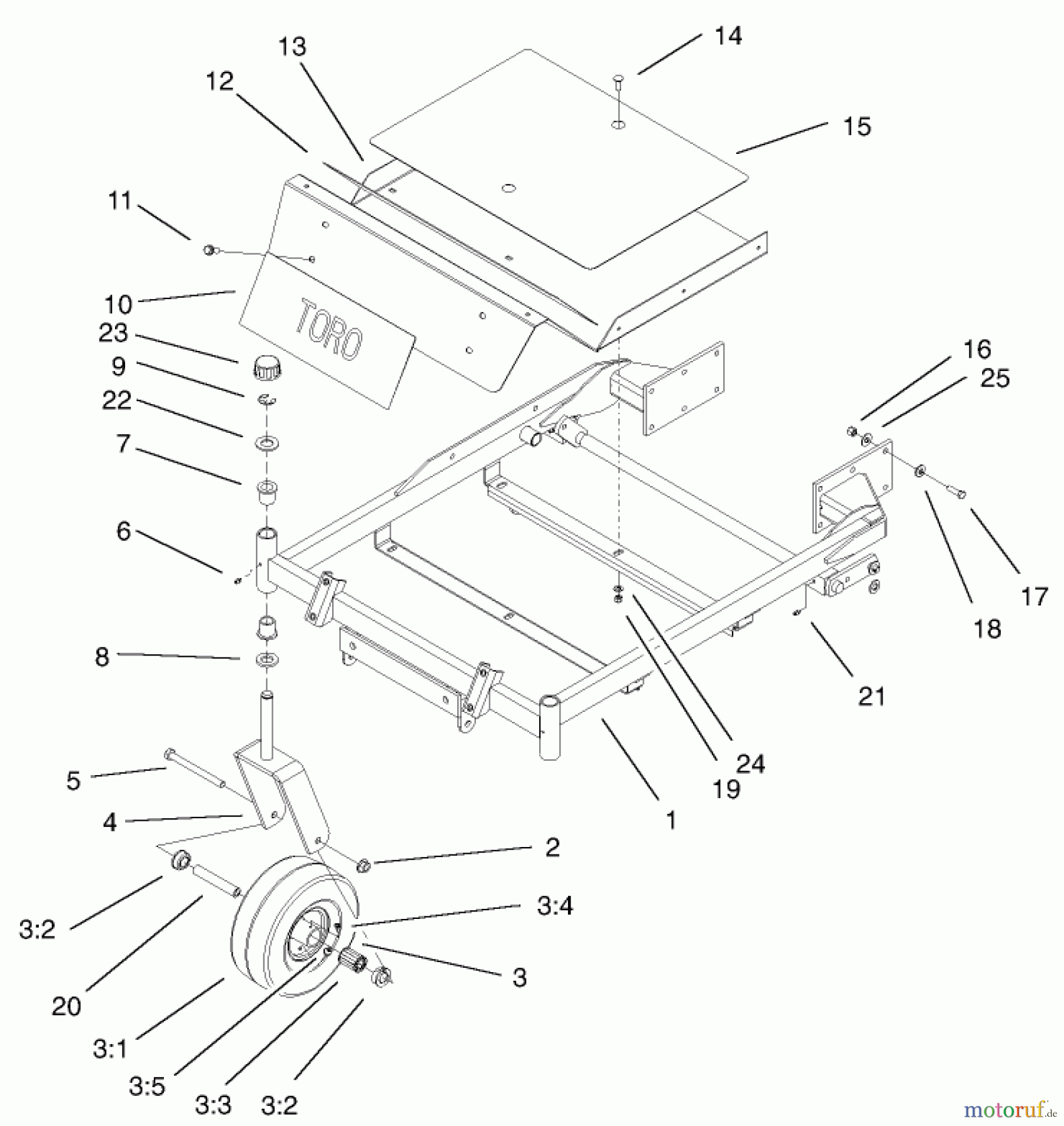  Toro Neu Mowers, Zero-Turn 74801 (Z18-52) - Toro Z18-52 TimeCutter Z Riding Mower, 2002 (220000001-220999999) FRONT FRAME ASSEMBLY