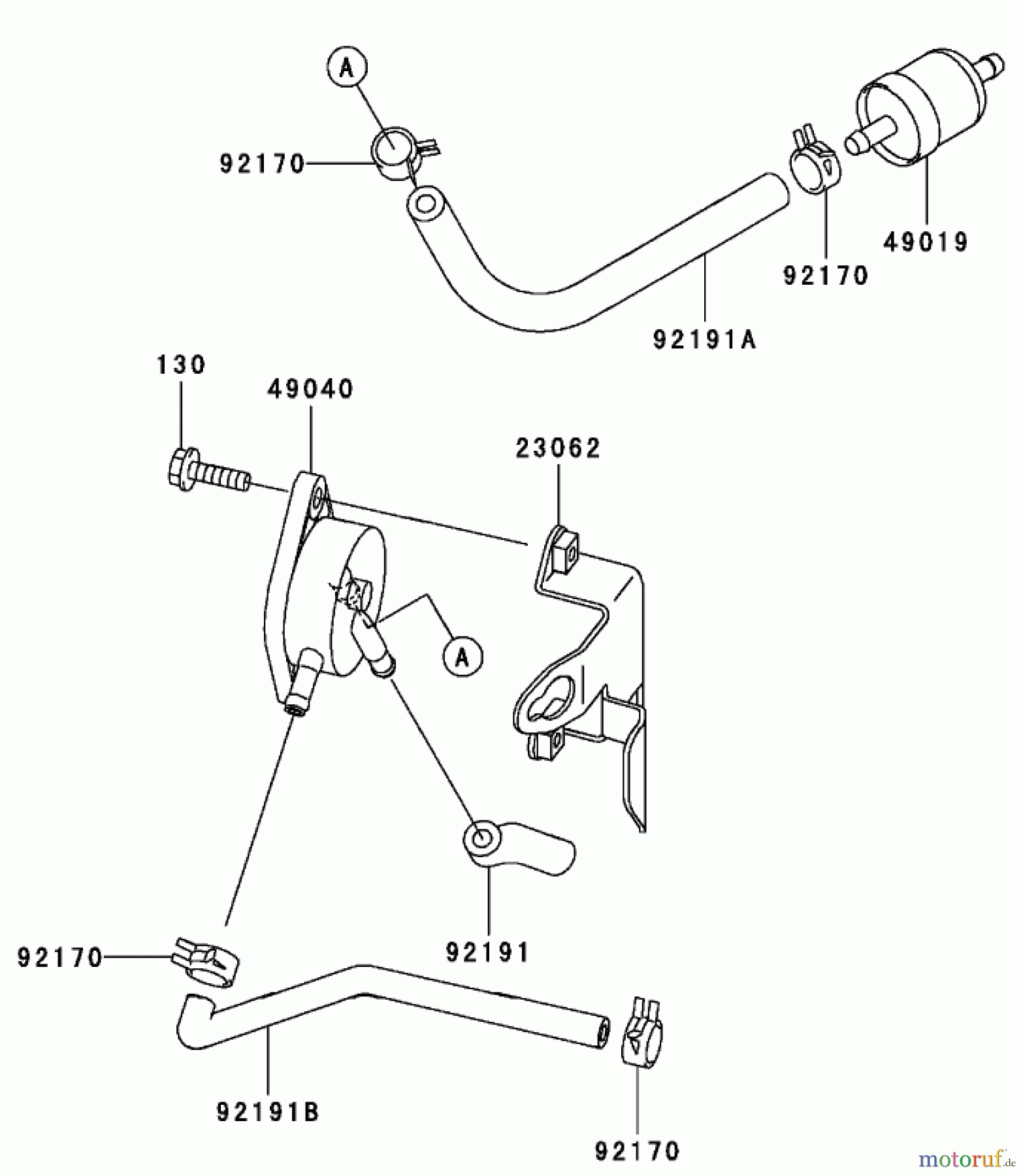 Toro Neu Mowers, Zero-Turn 74801 (Z18-52) - Toro Z18-52 TimeCutter Z Riding Mower, 2002 (220000001-220999999) FUEL TANK / FUEL VALVE ASSEMBLY KAWASAKI FH 531V-AS07