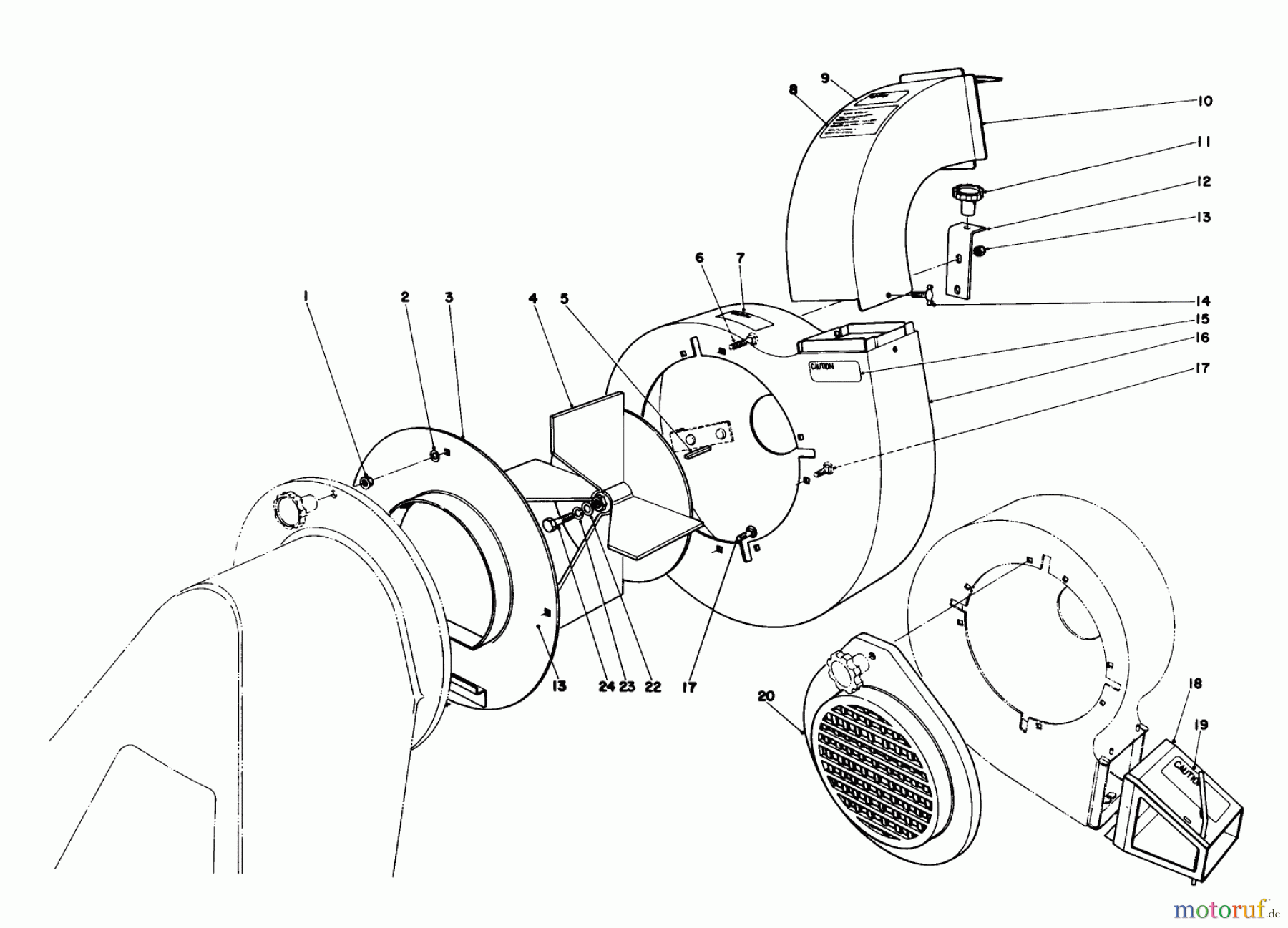  Toro Neu Blowers/Vacuums/Chippers/Shredders 62923 - Toro 5 hp Lawn Vacuum, 1977 (7000001-7999999) BLOWER ASSEMBLY (MODEL 62912 & 62923)