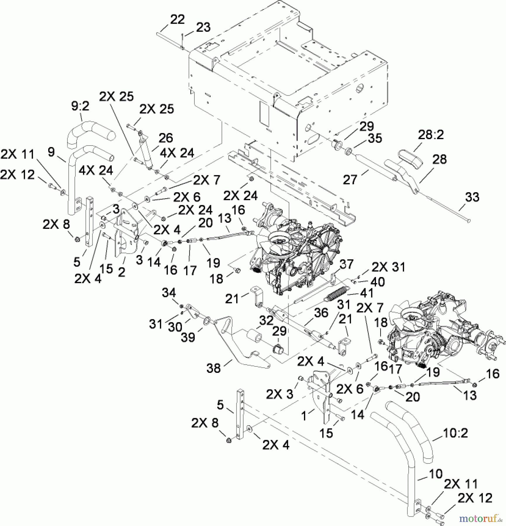  Toro Neu Mowers, Zero-Turn 74813 (Z4800) - Toro TITAN Z4800 Zero-Turn-Radius Riding Mower, 2009 (290000001-290999999) MOTION CONTROL AND BRAKE ASSEMBLY