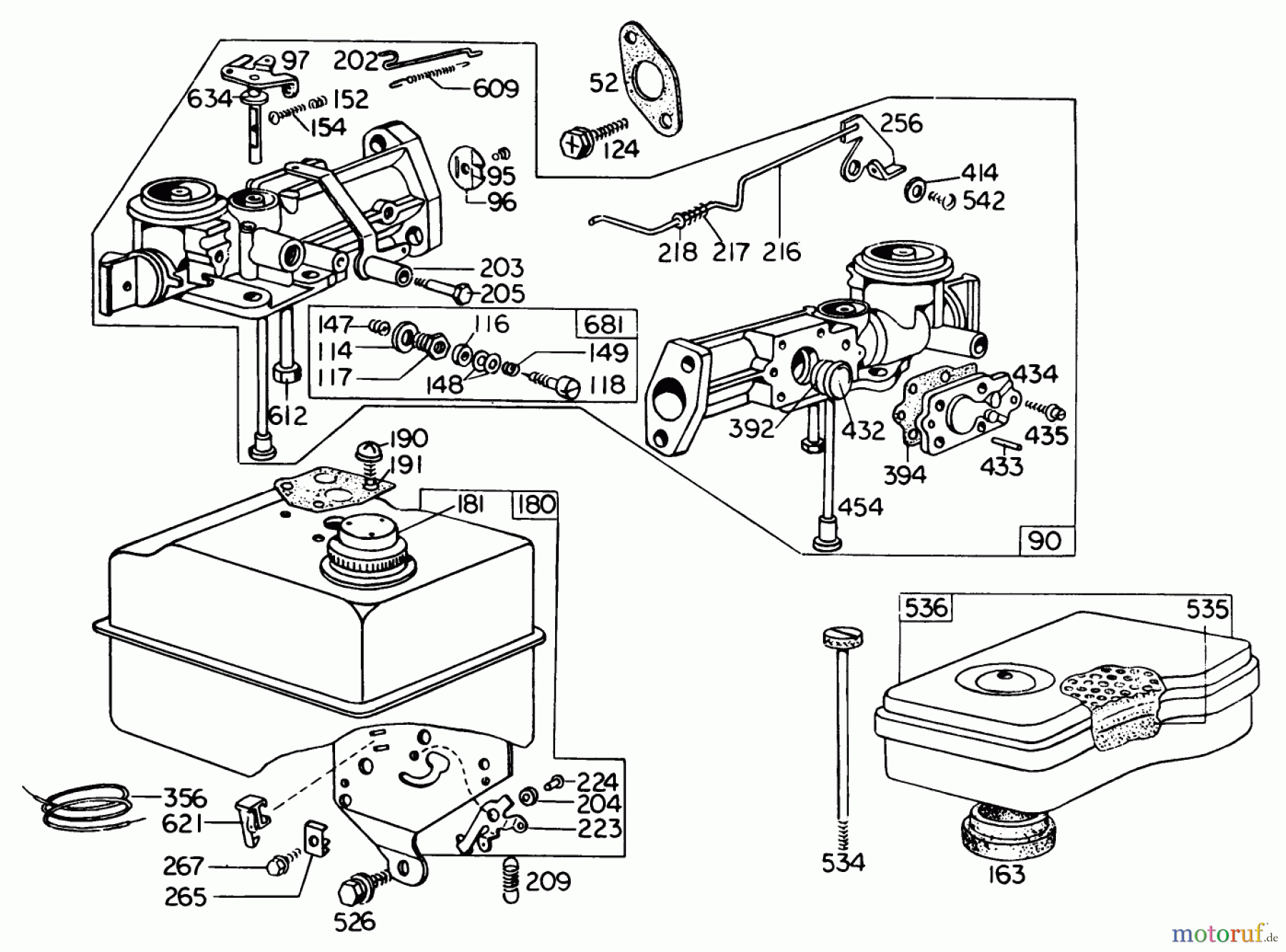  Toro Neu Blowers/Vacuums/Chippers/Shredders 62923 - Toro 5 hp Lawn Vacuum, 1978 (8000001-8999999) CARBURETOR ASSEMBLY