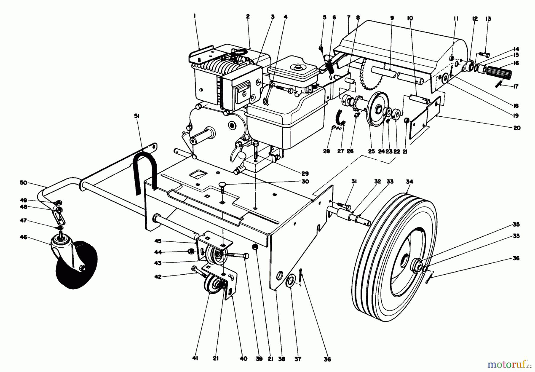  Toro Neu Blowers/Vacuums/Chippers/Shredders 62923 - Toro 5 hp Lawn Vacuum, 1978 (8000001-8999999) ENGINE AND BASE ASSEMBLY (MODEL 62923)