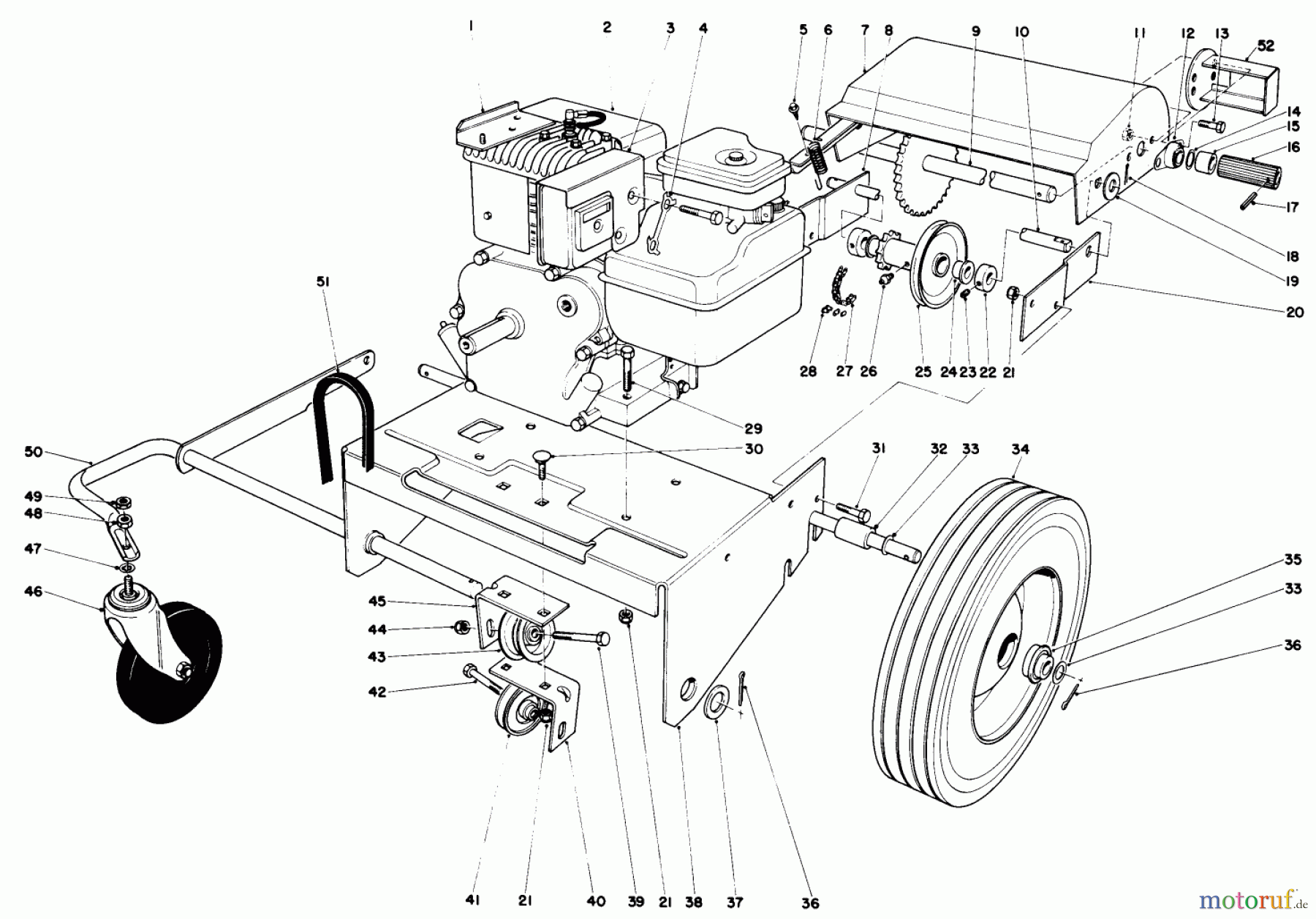 Toro Neu Blowers/Vacuums/Chippers/Shredders 62912 - Toro 5 hp Lawn Vacuum, 1979 (9000001-9999999) ENGINE AND BASE ASSEMBLY (MODEL 62923)