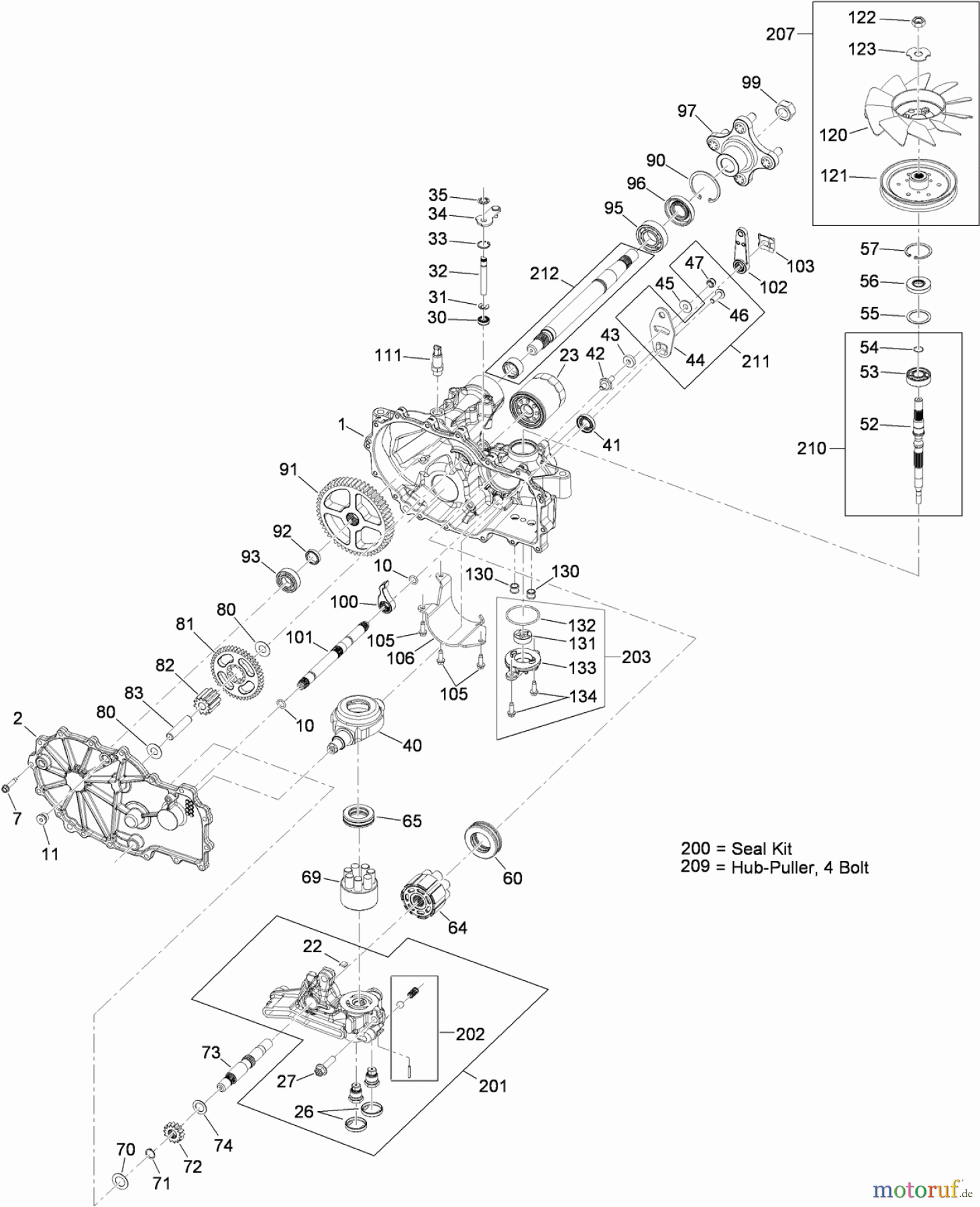 Toro Neu Mowers, Zero-Turn 74824 (ZX6050) - Toro TITAN ZX6050 Zero-Turn-Radius Riding Mower, 2009 (290000001-290999999) LH HYDRO ASSEMBLY NO. 115-2551