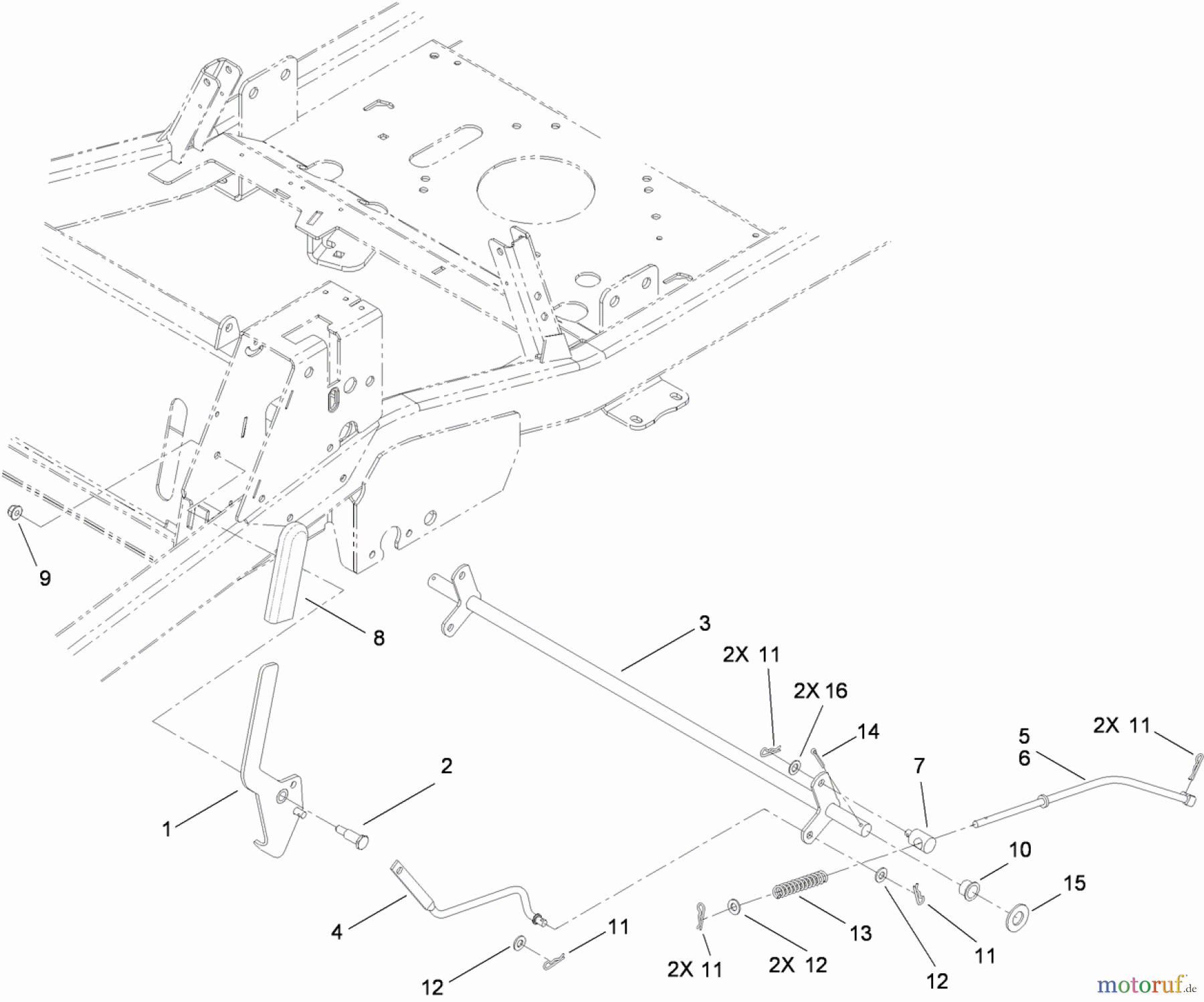  Toro Neu Mowers, Zero-Turn 74824 (ZX6050) - Toro TITAN ZX6050 Zero-Turn-Radius Riding Mower, 2010 (310000001-310999999) PARKING BRAKE ASSEMBLY