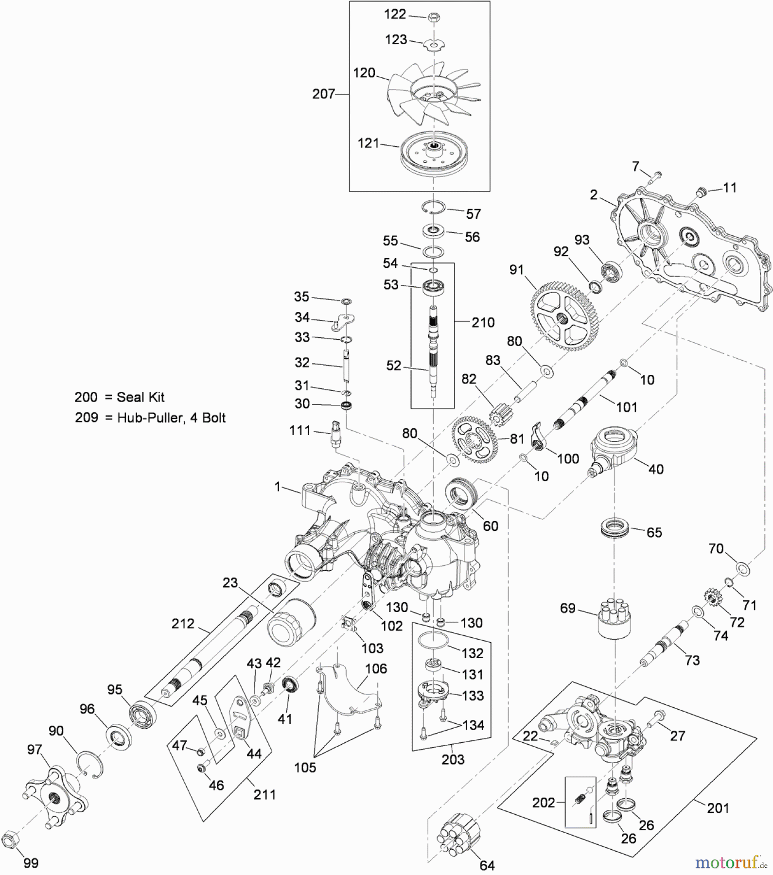  Toro Neu Mowers, Zero-Turn 74830 (ZX4800) - Toro TITAN ZX4800 Zero-Turn-Radius Riding Mower, 2010 (310000001-310999999) RH HYDRO ASSEMBLY NO. 115-2550