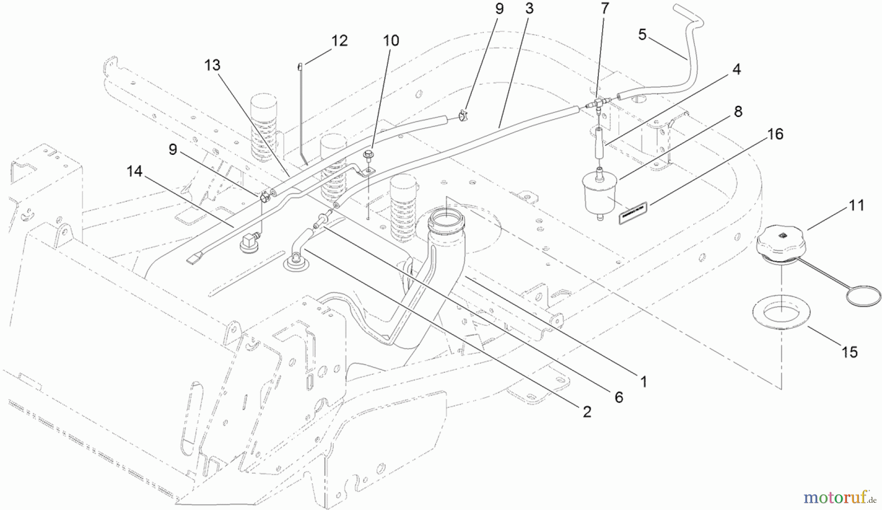  Toro Neu Mowers, Zero-Turn 74840 (ZX5020) - Toro TITAN ZX5020 Zero-Turn-Radius Riding Mower, 2011 (311000001-311999999) FUEL DELIVERY ASSEMBLY