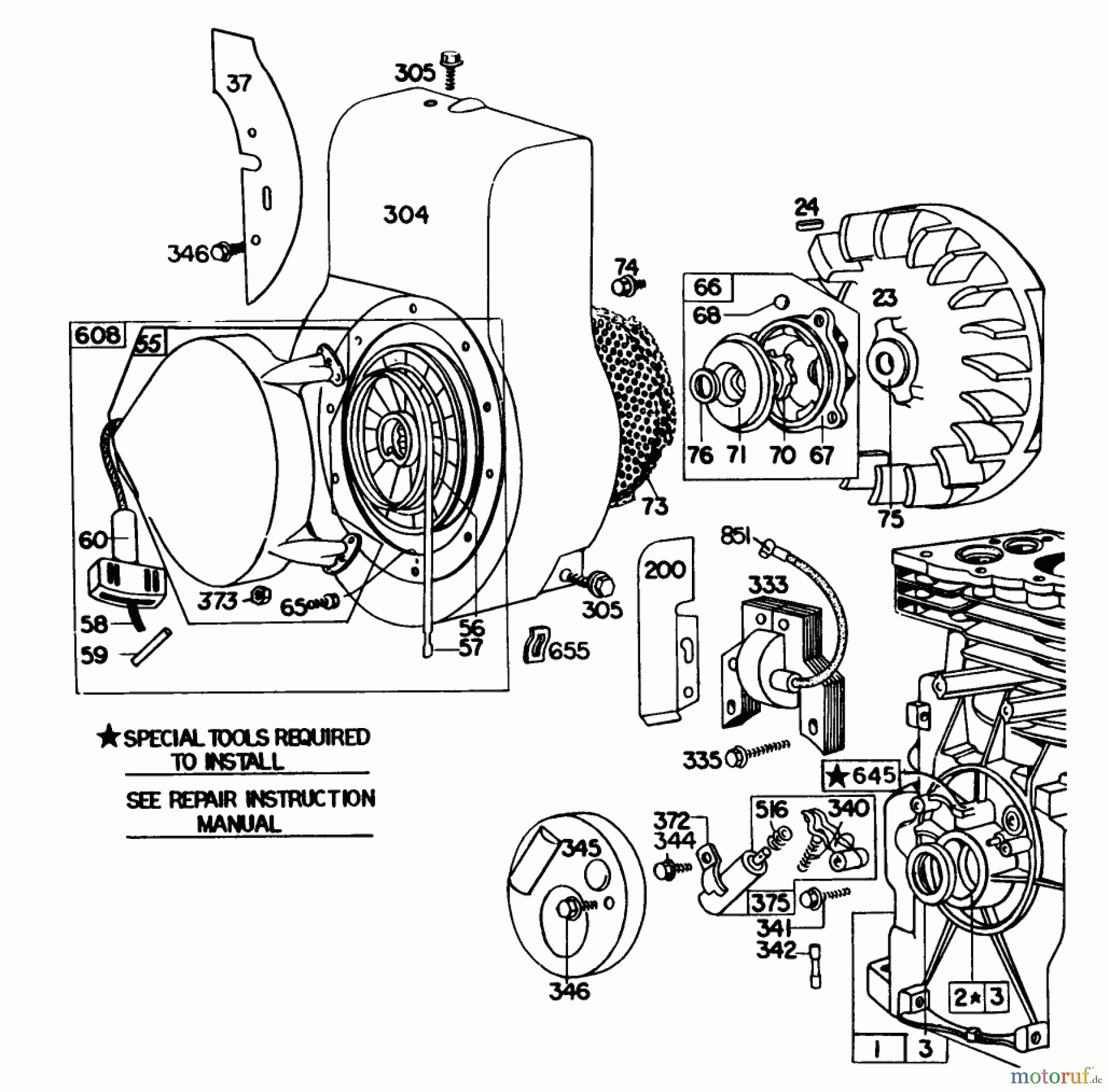  Toro Neu Blowers/Vacuums/Chippers/Shredders 62912 - Toro 5 hp Lawn Vacuum, 1980 (0000001-0999999) REWIND STARTER
