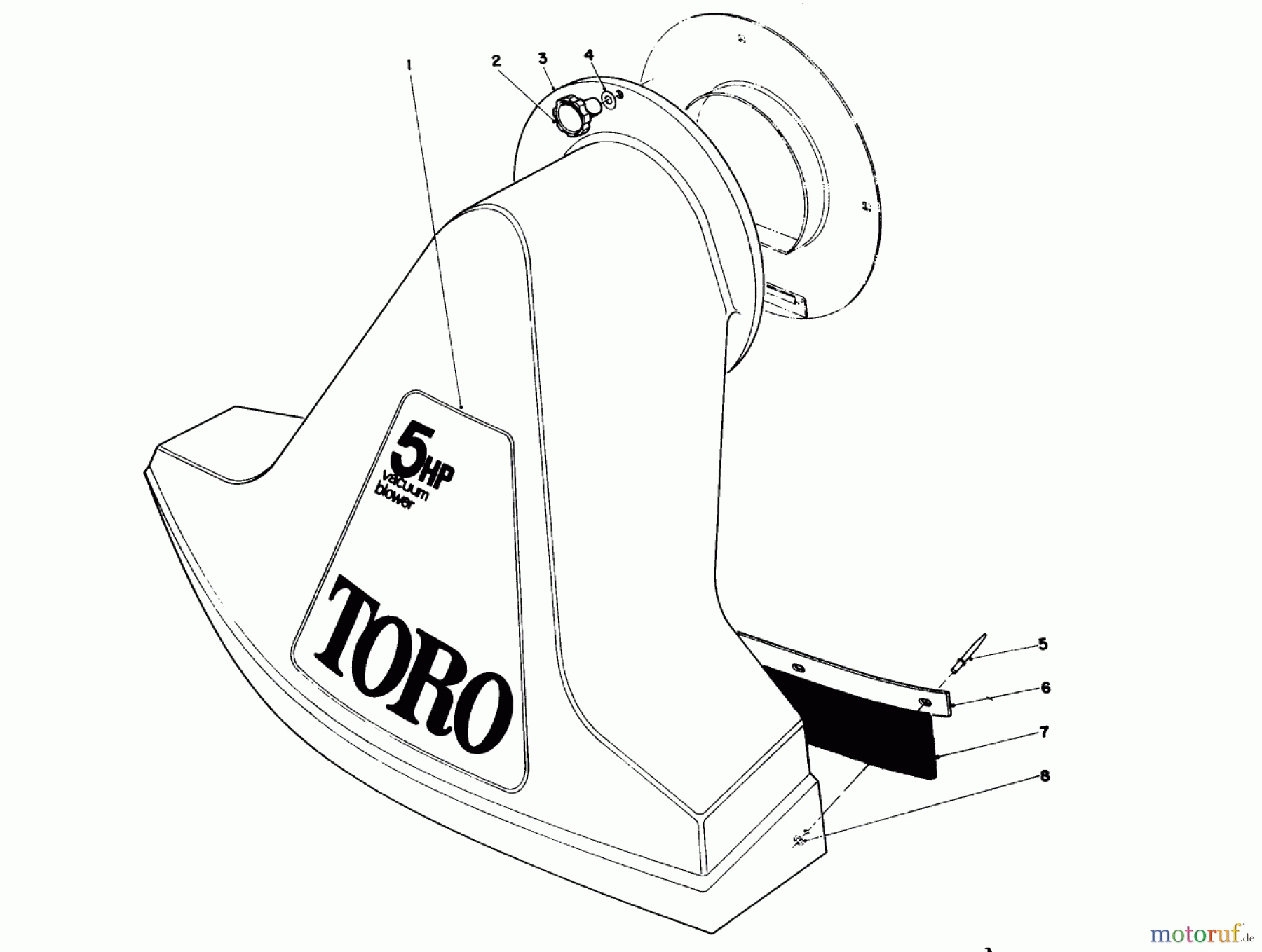  Toro Neu Blowers/Vacuums/Chippers/Shredders 62912 - Toro 5 hp Lawn Vacuum, 1981 (1000001-1999999) SNOUT ASSEMBLY (MODELS 62912 & 62923)