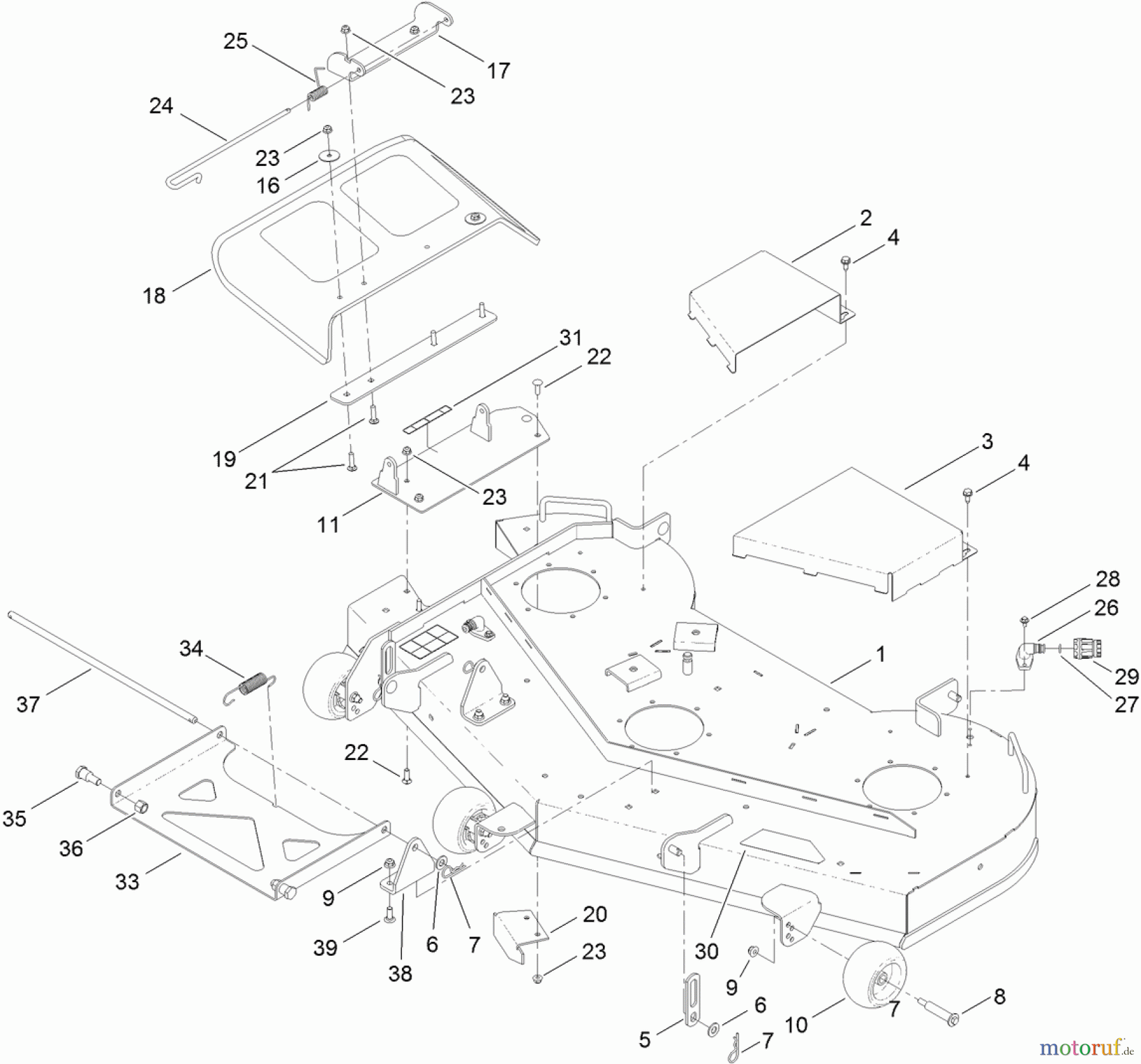  Toro Neu Mowers, Zero-Turn 74872 (MX5480) - Toro TITAN MX5480 Zero-Turn-Radius Riding Mower, 2012 (SN 312000001-312999999) 54 INCH DECK ASSEMBLY