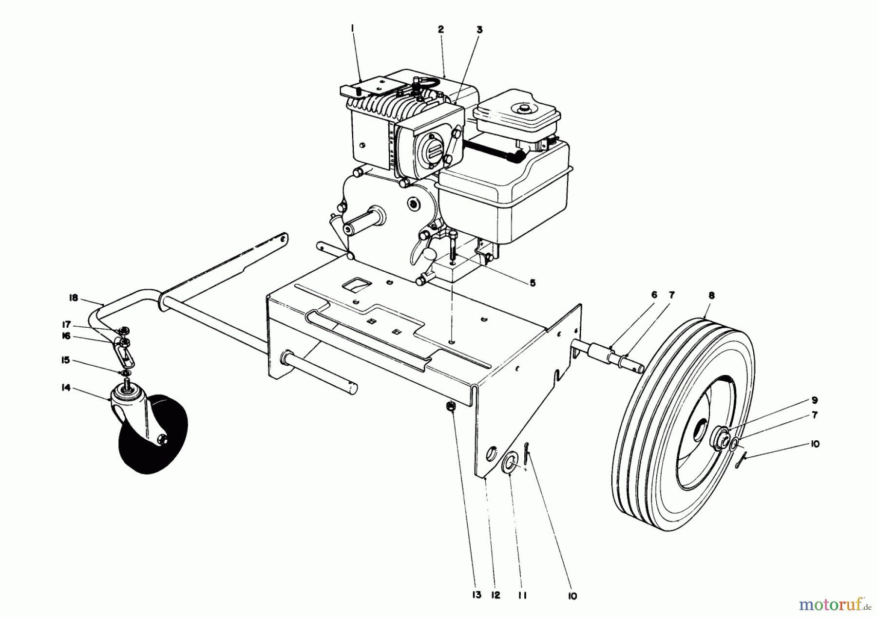  Toro Neu Blowers/Vacuums/Chippers/Shredders 62923 - Toro 5 hp Lawn Vacuum, 1983 (3000001-3999999) ENGINE AND BASE ASSEMBLY (MODEL 62912)