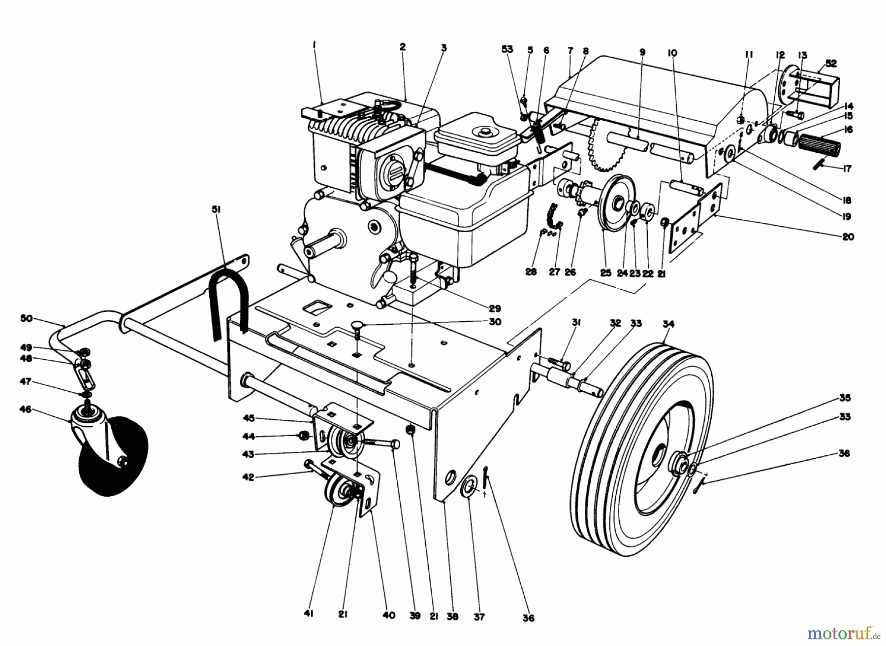  Toro Neu Blowers/Vacuums/Chippers/Shredders 62912 - Toro 5 hp Lawn Vacuum, 1985 (5000001-5999999) ENGINE AND BASE ASSEMBLY (MODEL 62923)