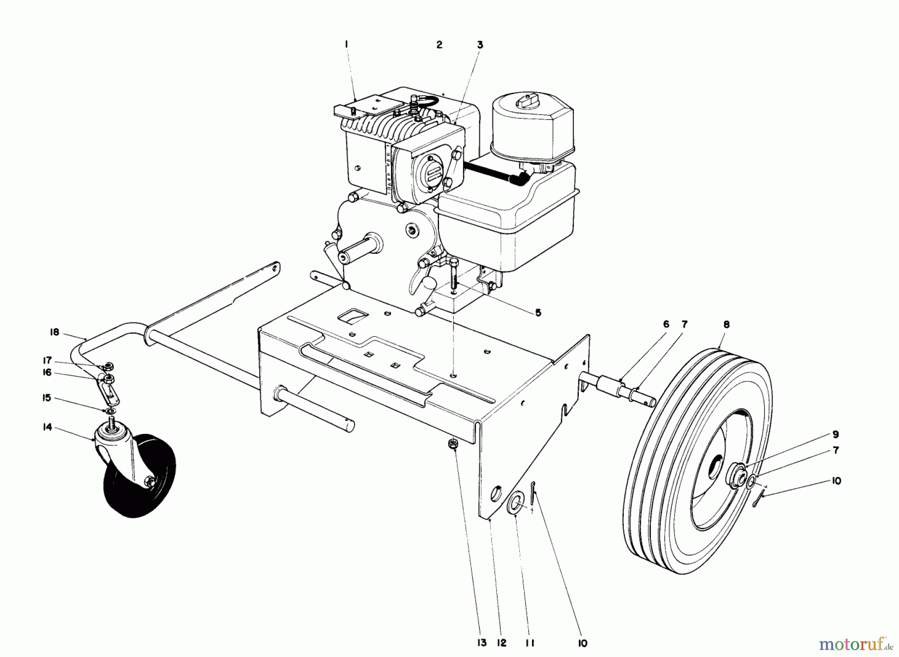  Toro Neu Blowers/Vacuums/Chippers/Shredders 62923 - Toro 5 hp Lawn Vacuum, 1988 (8000001-8999999) ENGINE AND BASE ASSEMBLY (MODEL 62912)
