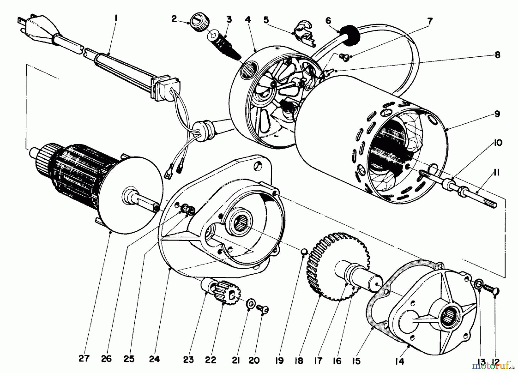  Toro Neu Snow Blowers/Snow Throwers Seite 1 31453 - Toro Snow Pup (electric), 1972 (2000001-2999999) HOWARD ELECTRIC MOTOR
