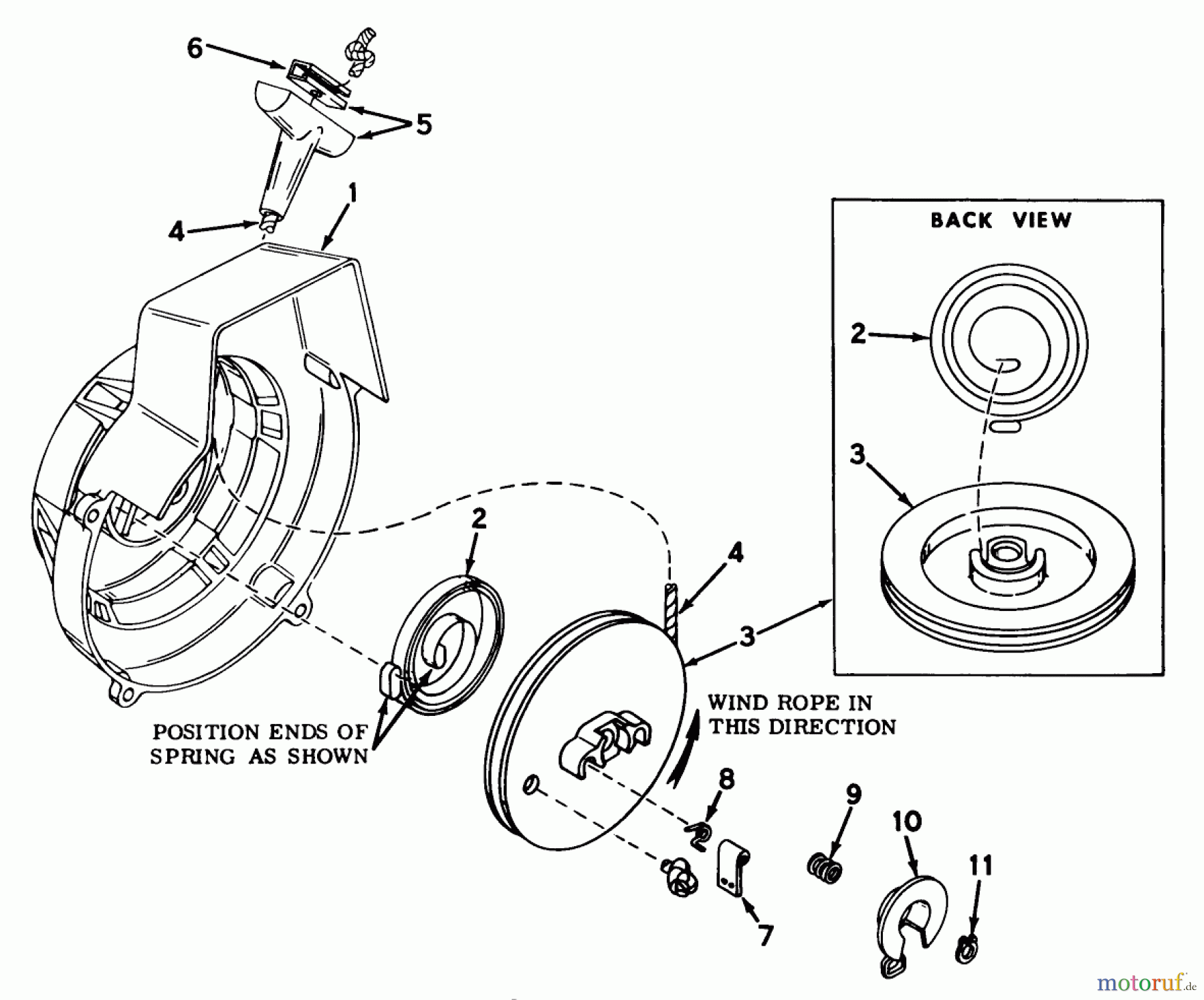  Toro Neu Snow Blowers/Snow Throwers Seite 1 31505 - Toro Snowmaster, 1975 (5000001-5999999) SHROUD AND REWIND STARTER NO. 590464A