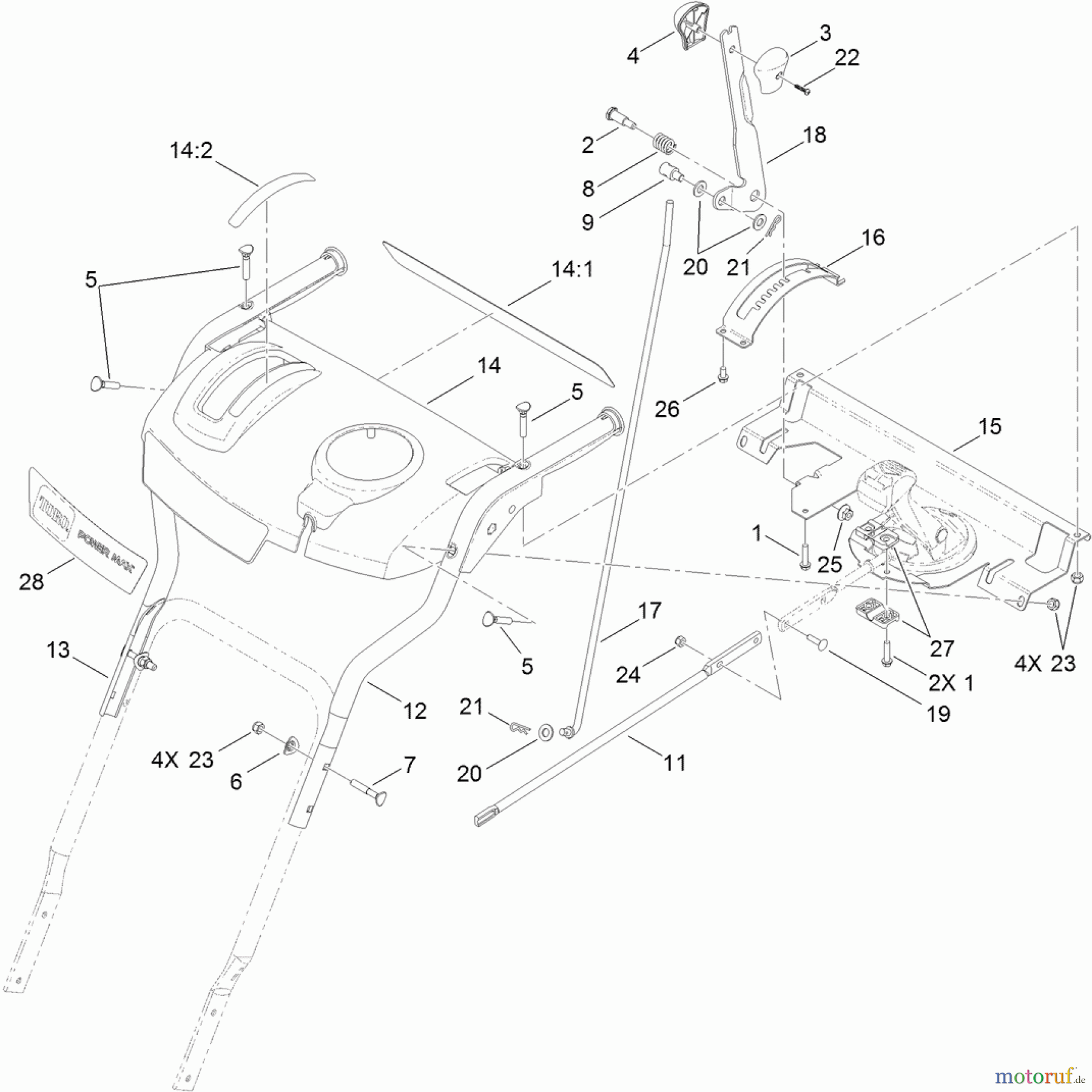  Toro Neu Snow Blowers/Snow Throwers Seite 1 37770 - Toro Power Max 724 OE Snowthrower, 2013 (SN 313000001-313999999) HANDLE ASSEMBLY